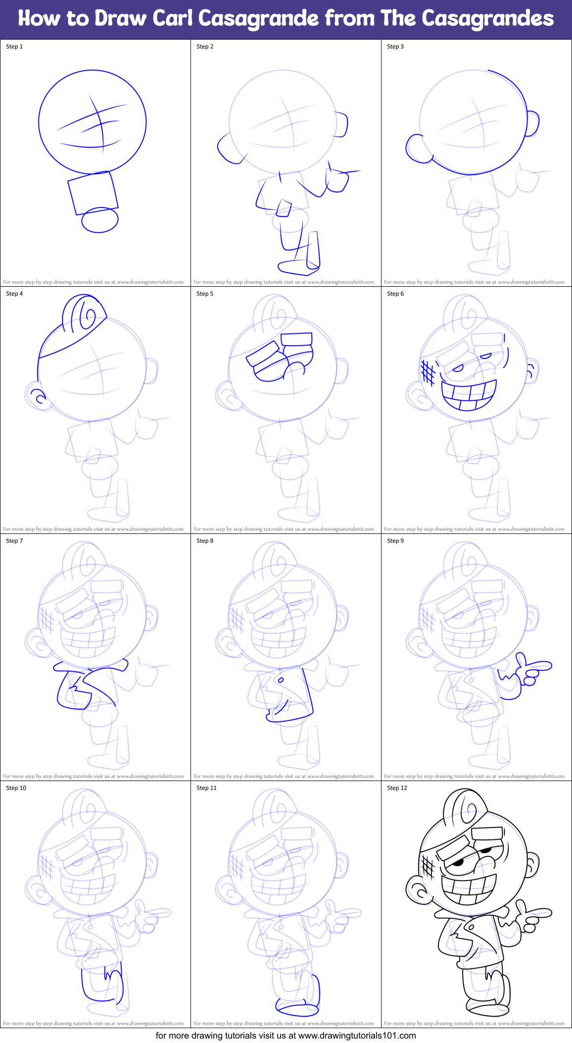 How to Draw Carl Casagrande from The Casagrandes Printable Step by Step