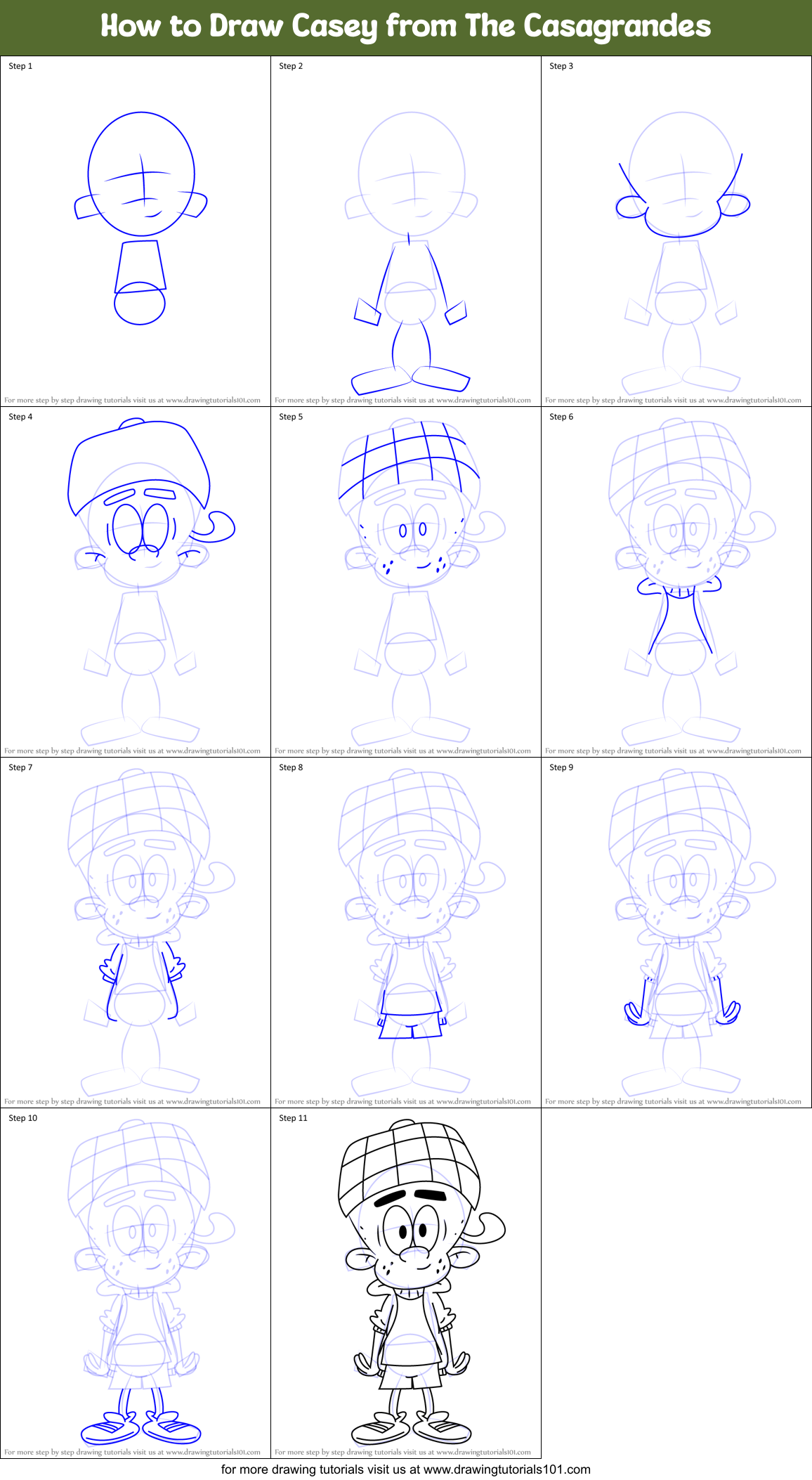 How to Draw Casey from The Casagrandes Printable Step by Step