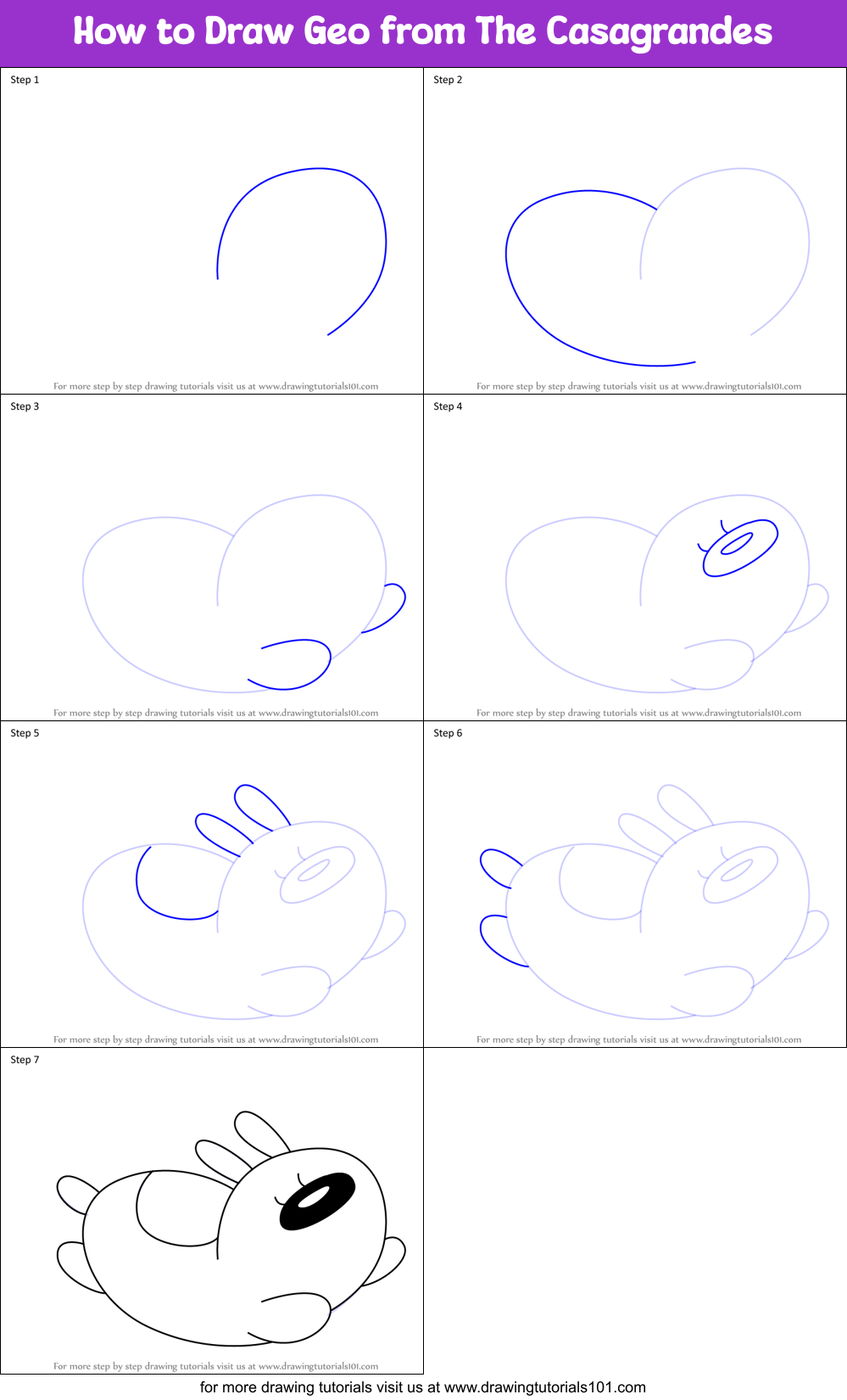 How to Draw Geo from The Casagrandes Printable Step by Step