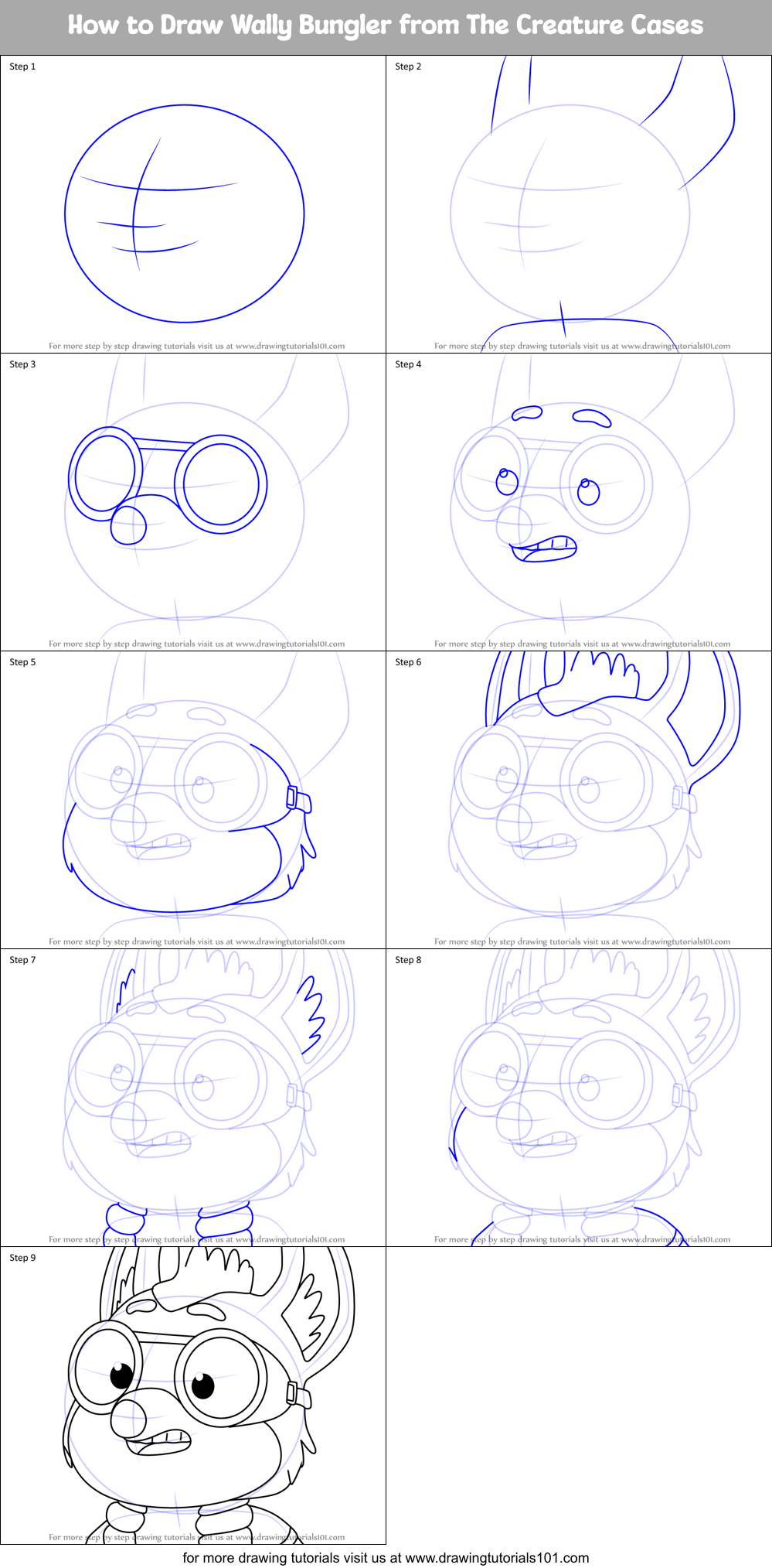 How to Draw Wally Bungler from The Creature Cases Printable Step by Step