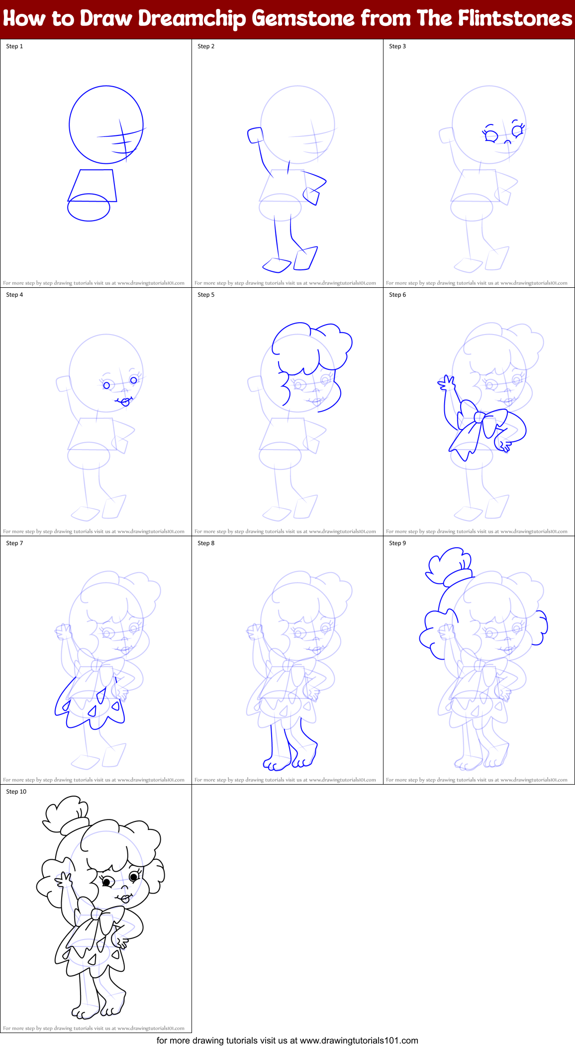 How to Draw Dreamchip Gemstone from The Flintstones Printable Step by Step