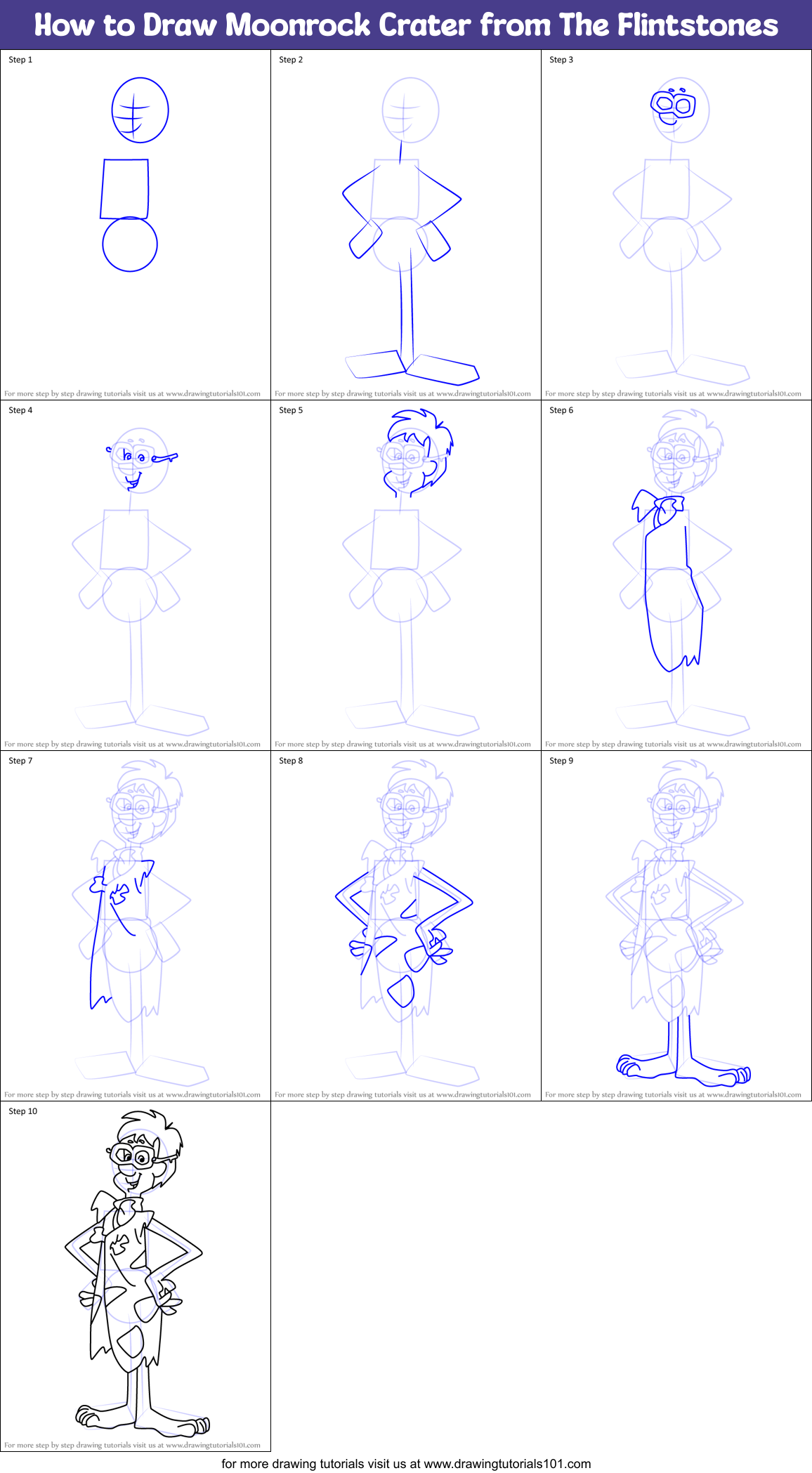 How to Draw Moonrock Crater from The Flintstones Printable Step by Step