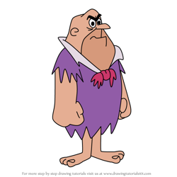How to Draw Mr. Loudrock from The Flintstones