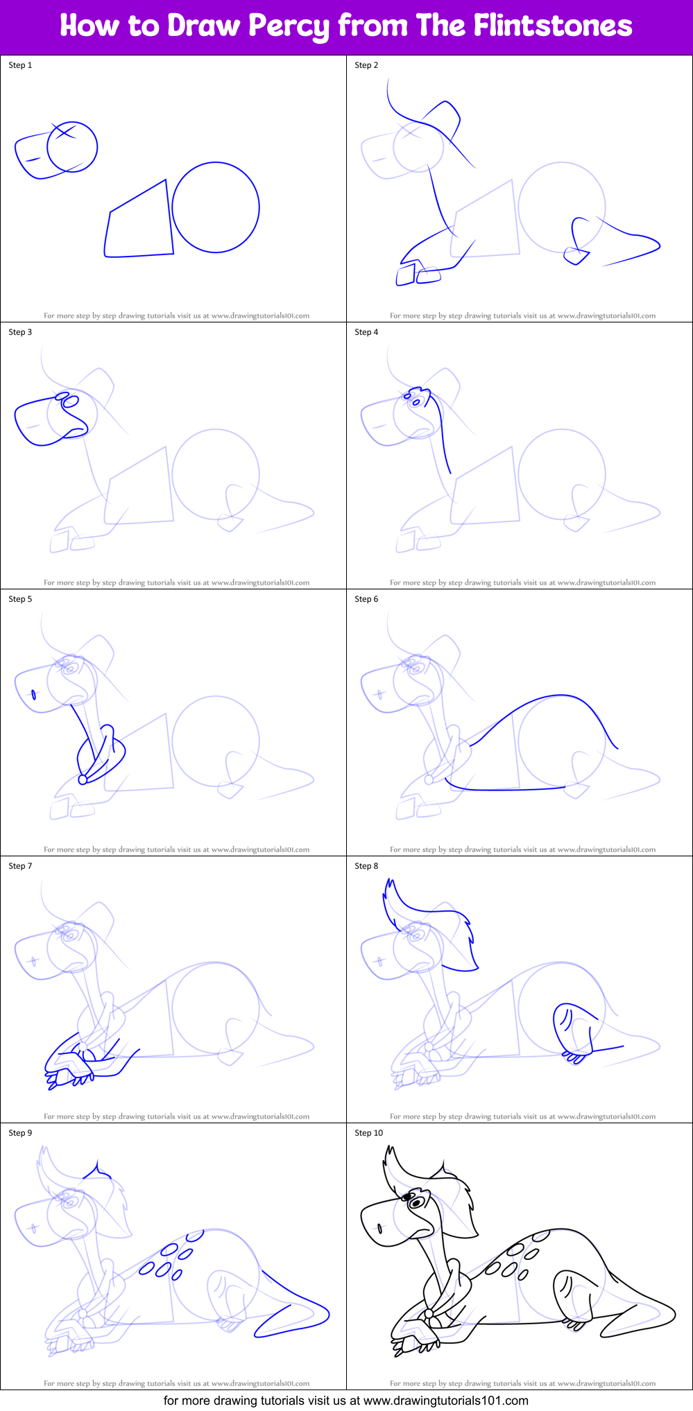 How to Draw Percy from The Flintstones Printable Step by Step