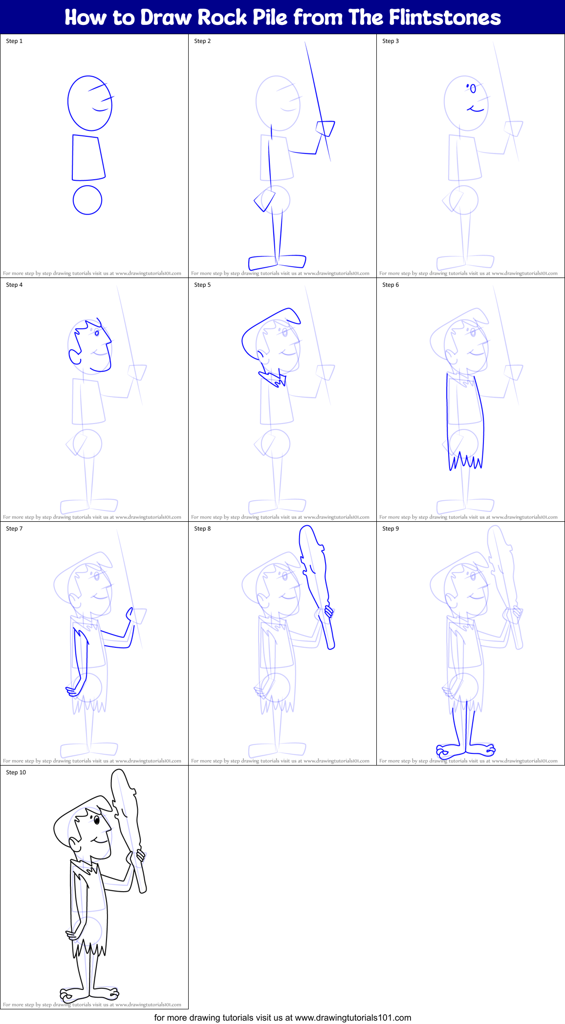 How to Draw Rock Pile from The Flintstones Printable Step by Step