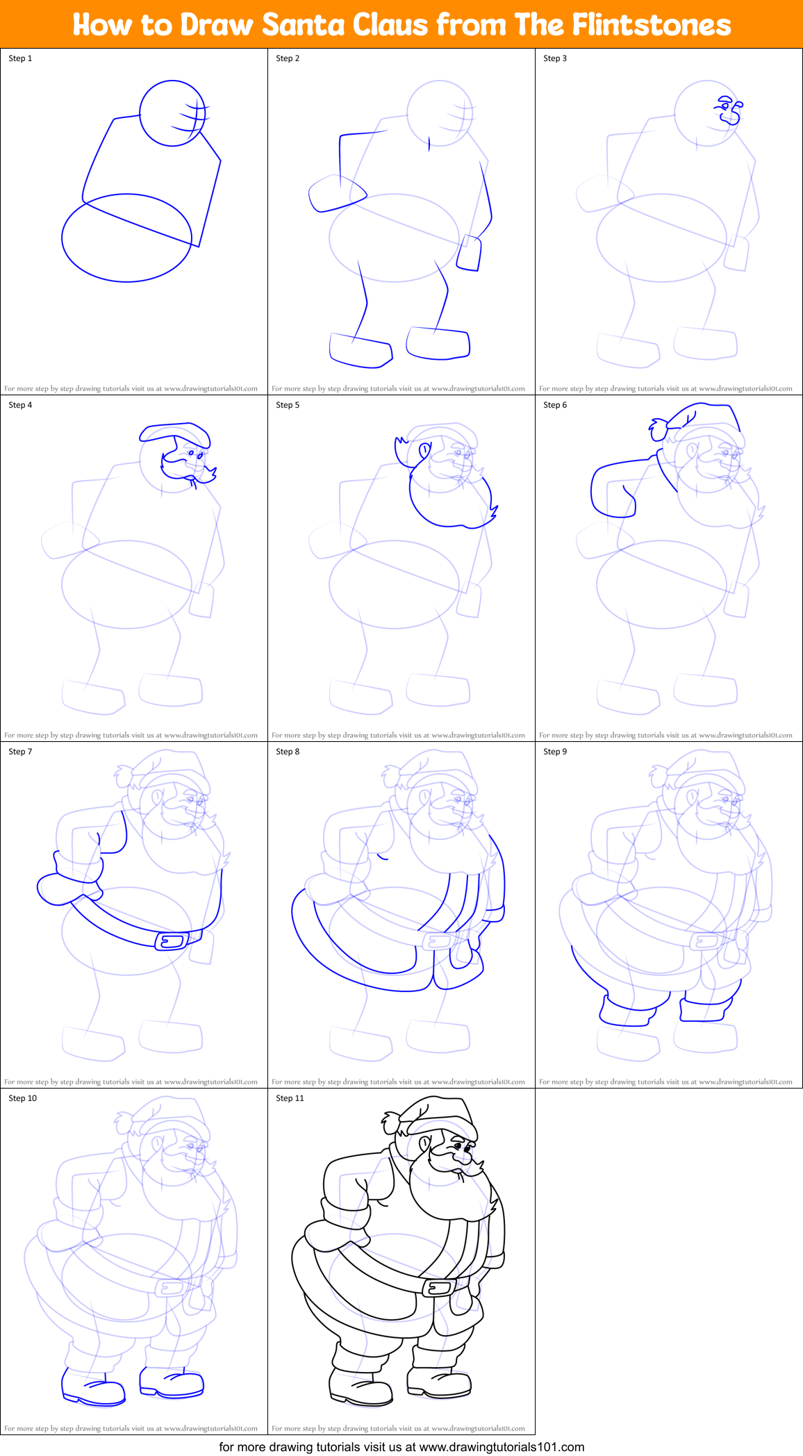 How to Draw Santa Claus from The Flintstones Printable Step by Step