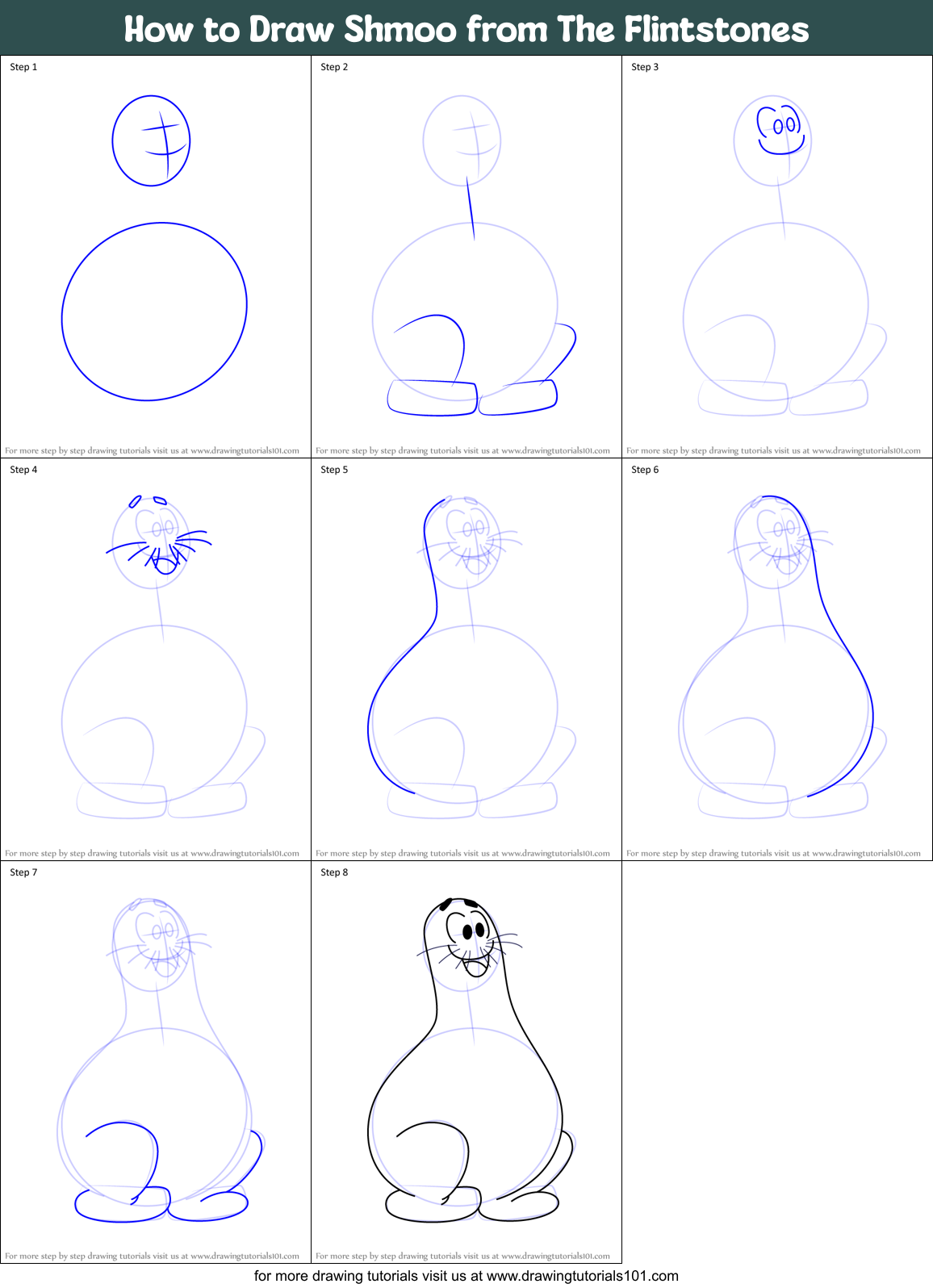 How to Draw Shmoo from The Flintstones Printable Step by Step