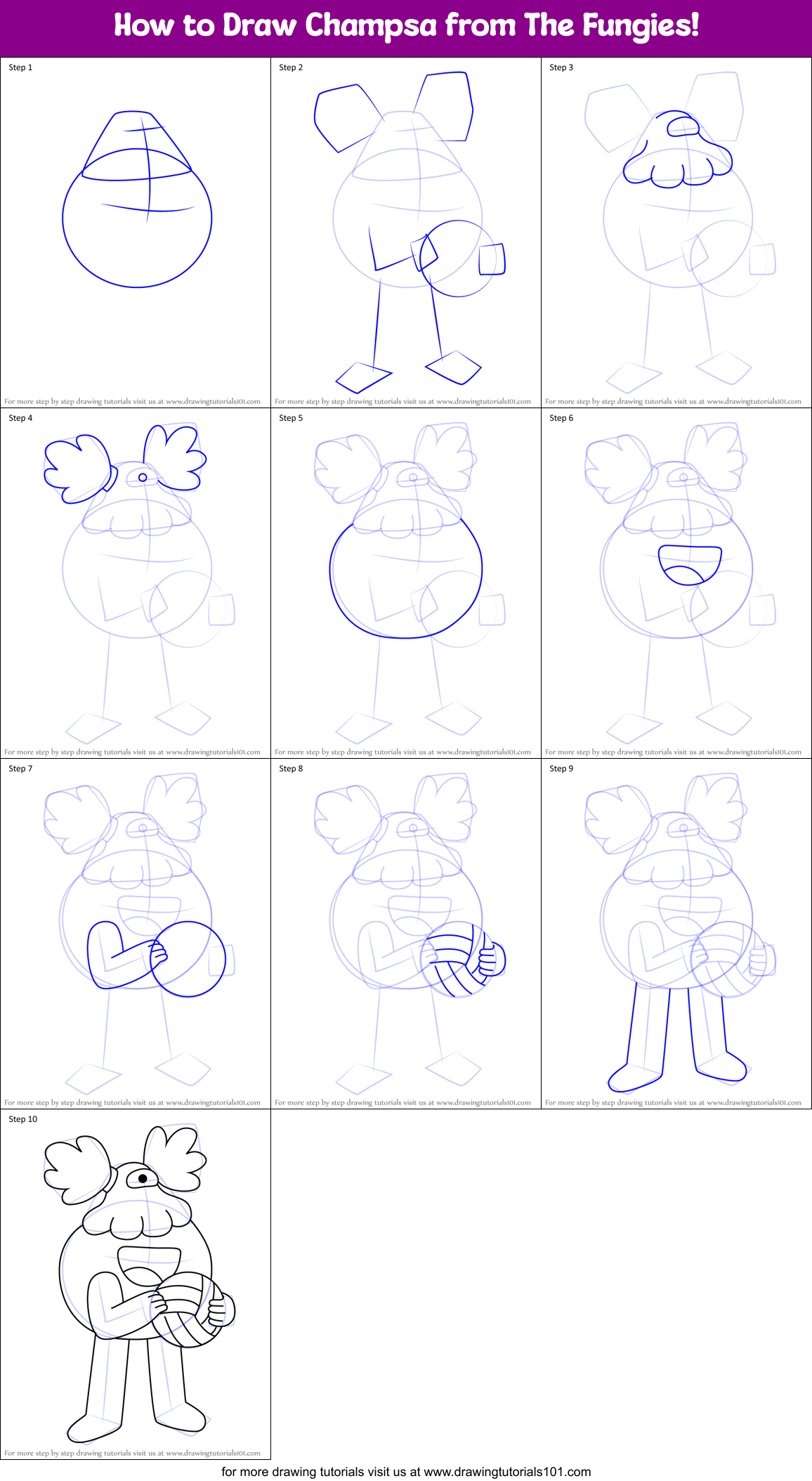 How to Draw Champsa from The Fungies! Printable Step by Step