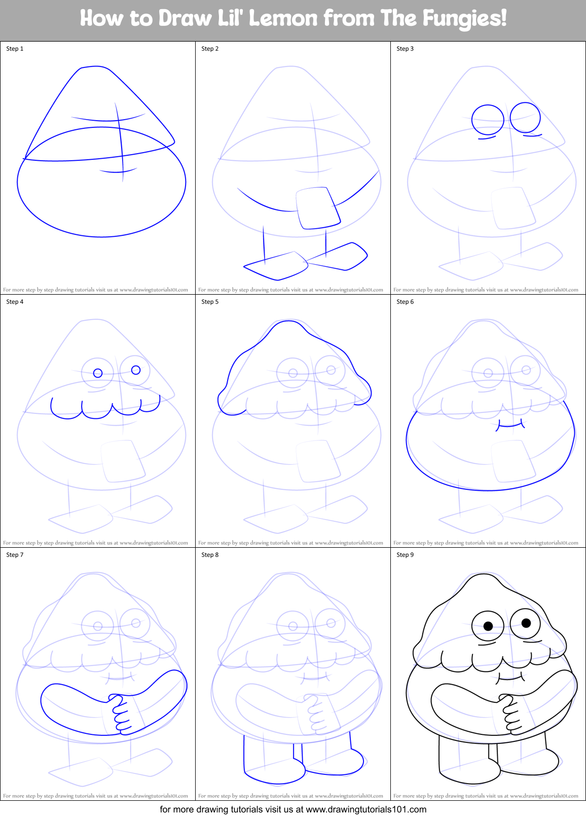 How to Draw Lil' Lemon from The Fungies! Printable Step by Step
