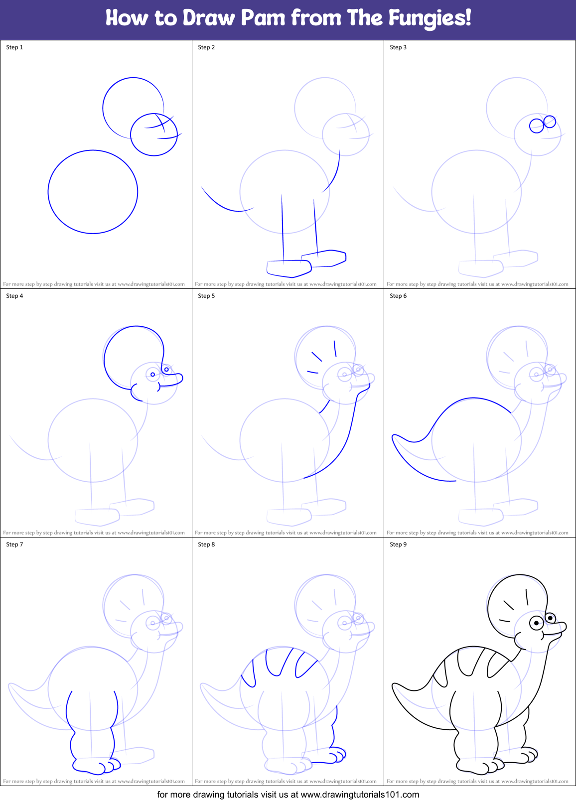 How to Draw Pam from The Fungies! Printable Step by Step