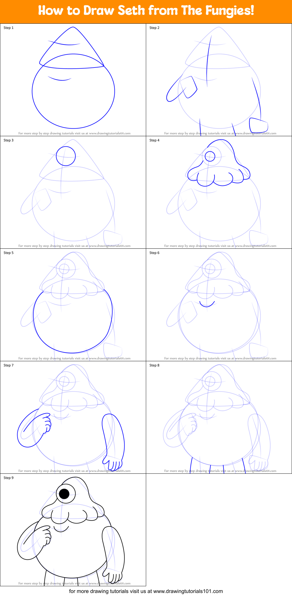 How to Draw Seth from The Fungies! Printable Step by Step