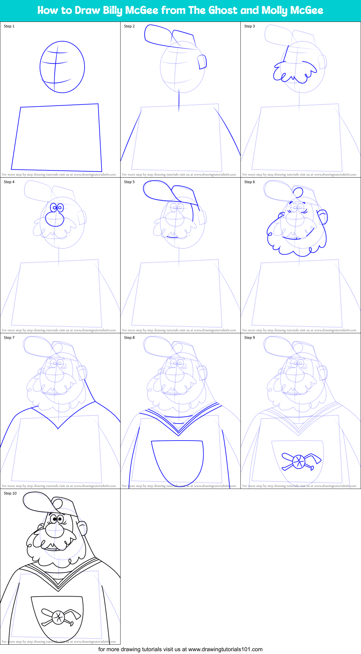 How to Draw Billy McGee from The Ghost and Molly McGee Printable Step by Step