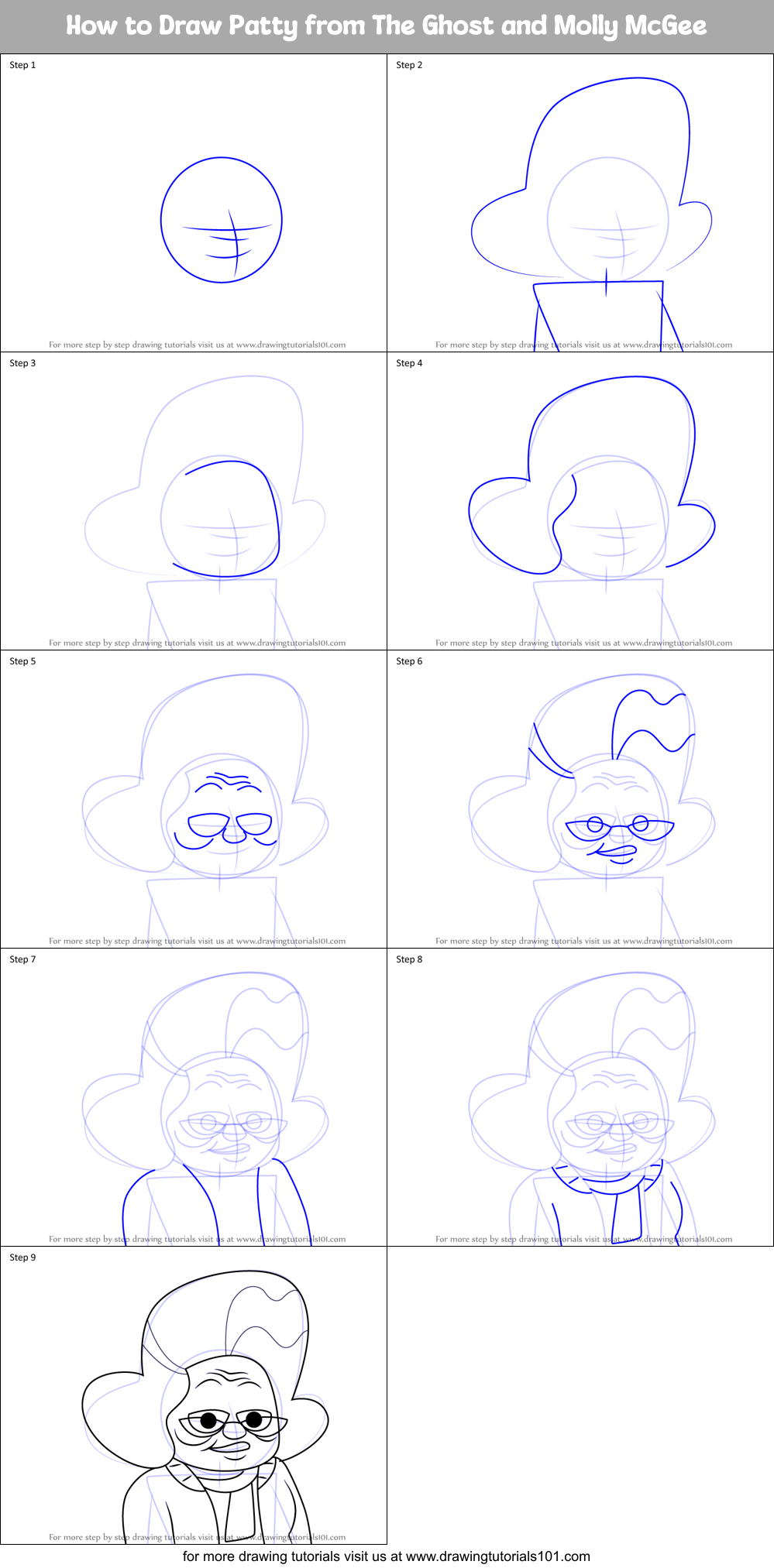 How to Draw Patty from The Ghost and Molly McGee Printable Step by Step