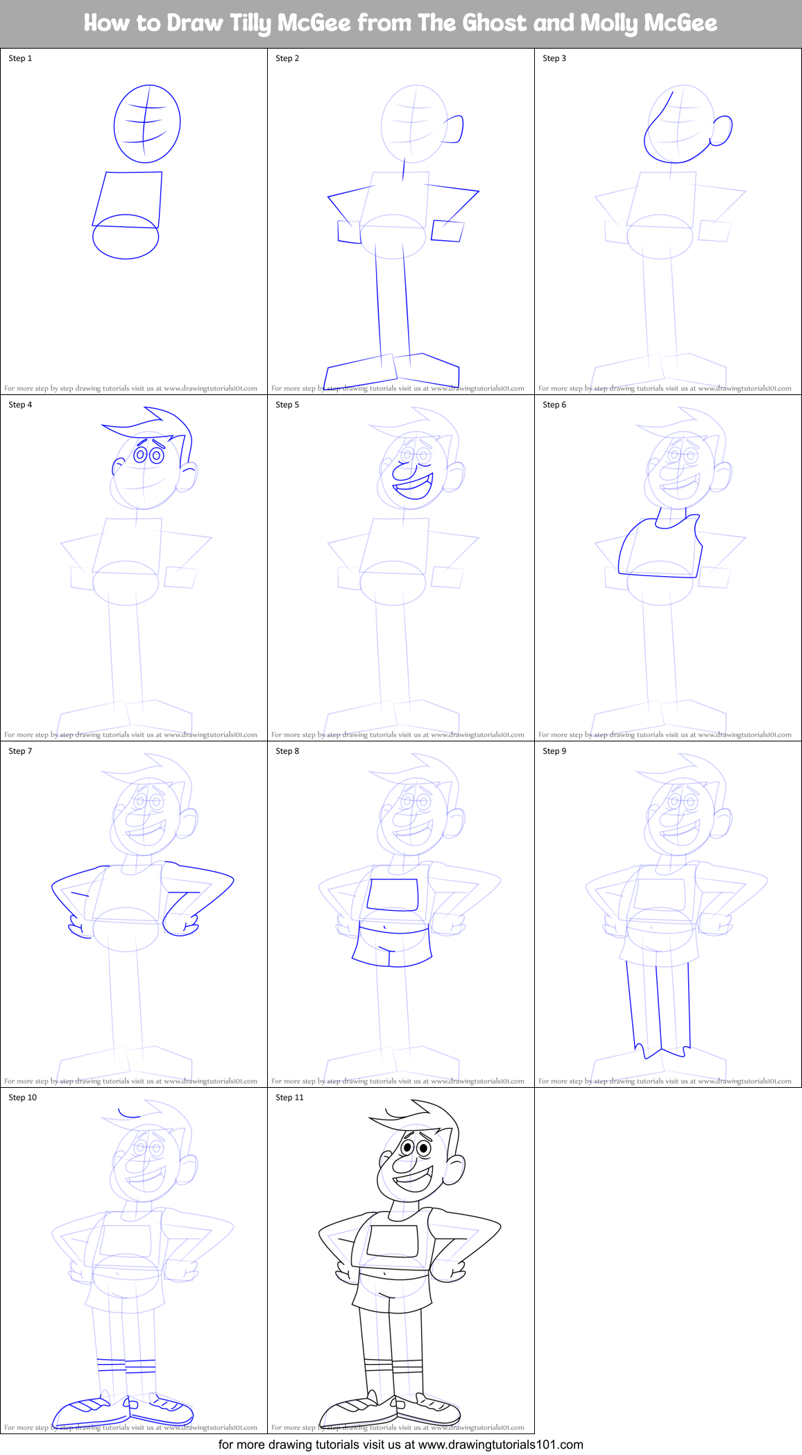 How to Draw Tilly McGee from The Ghost and Molly McGee Printable Step by Step