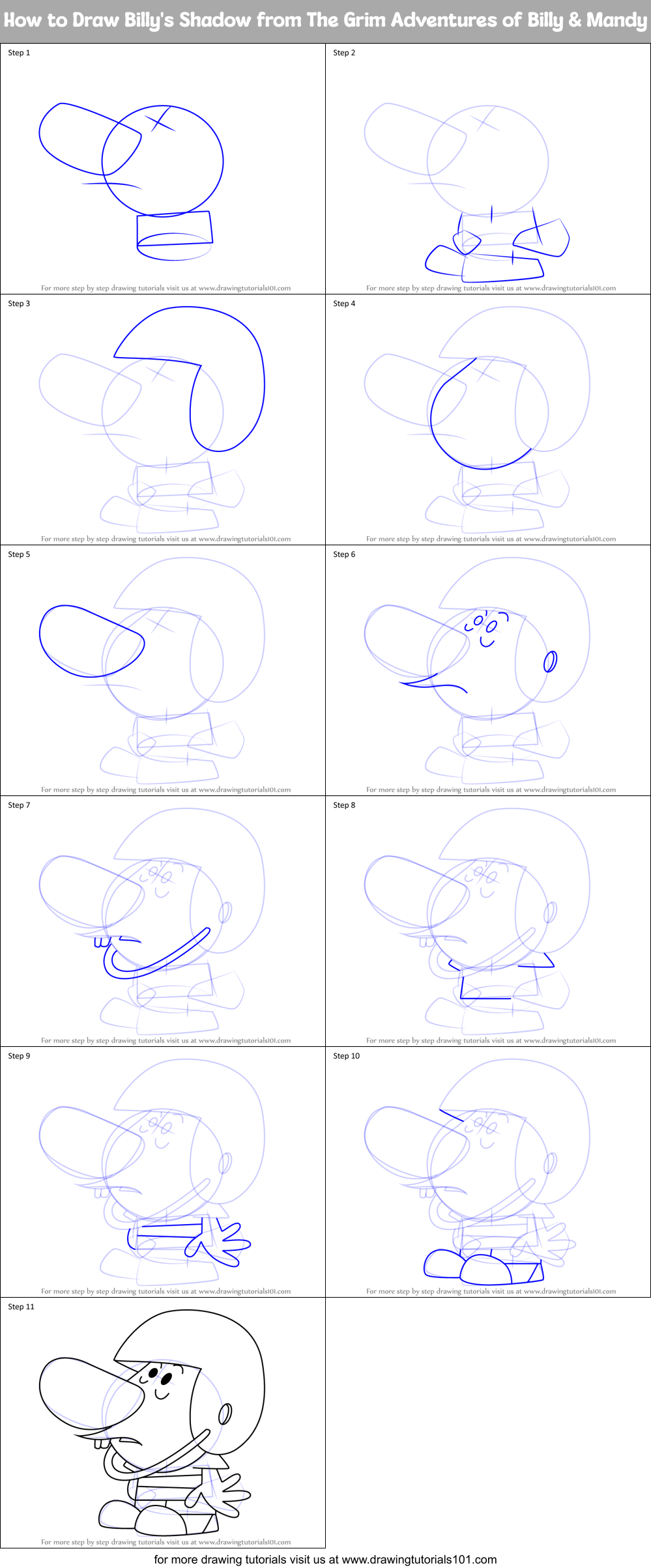 How to Draw Billy's Shadow from The Grim Adventures of Billy & Mandy Printable Step by Step