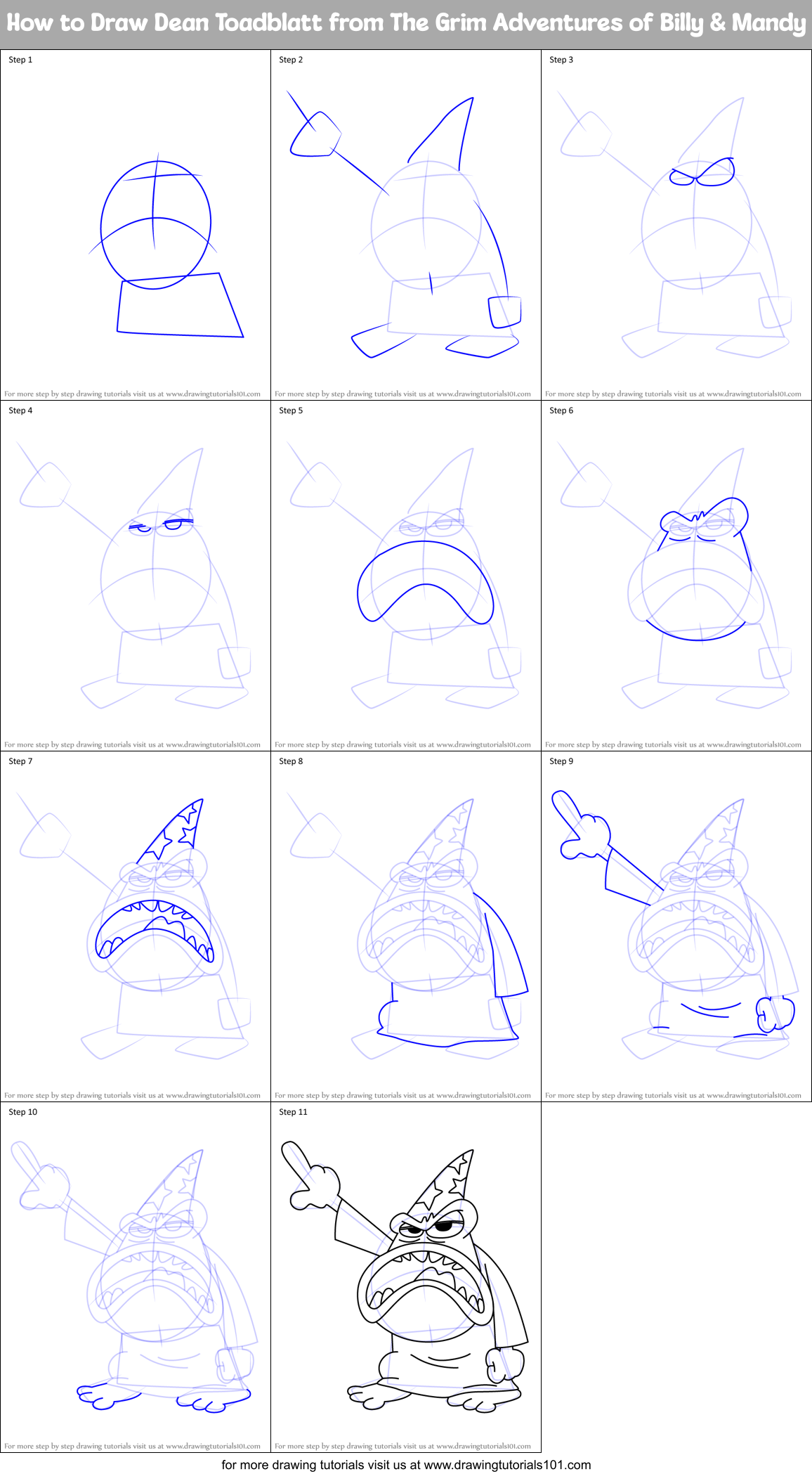 How to Draw Dean Toadblatt from The Grim Adventures of Billy & Mandy Printable Step by Step