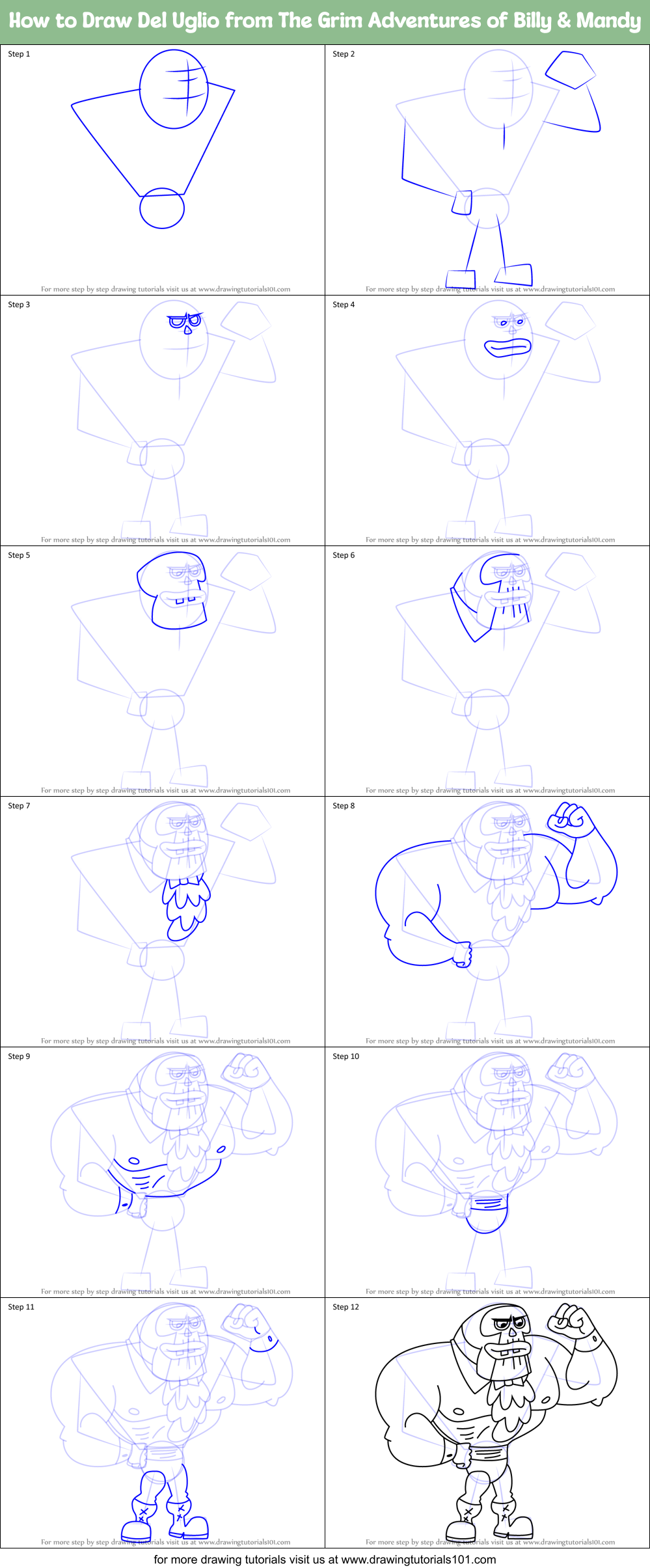 How to Draw Del Uglio from The Grim Adventures of Billy & Mandy Printable Step by Step