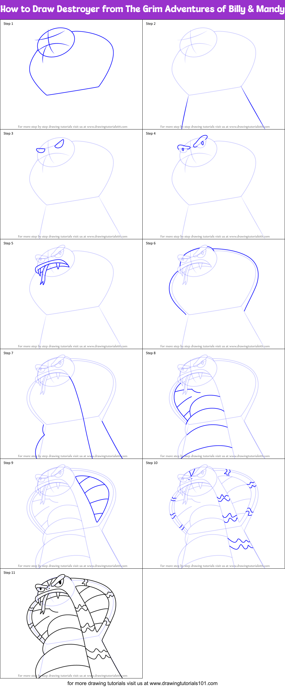 How to Draw Destroyer from The Grim Adventures of Billy & Mandy Printable Step by Step