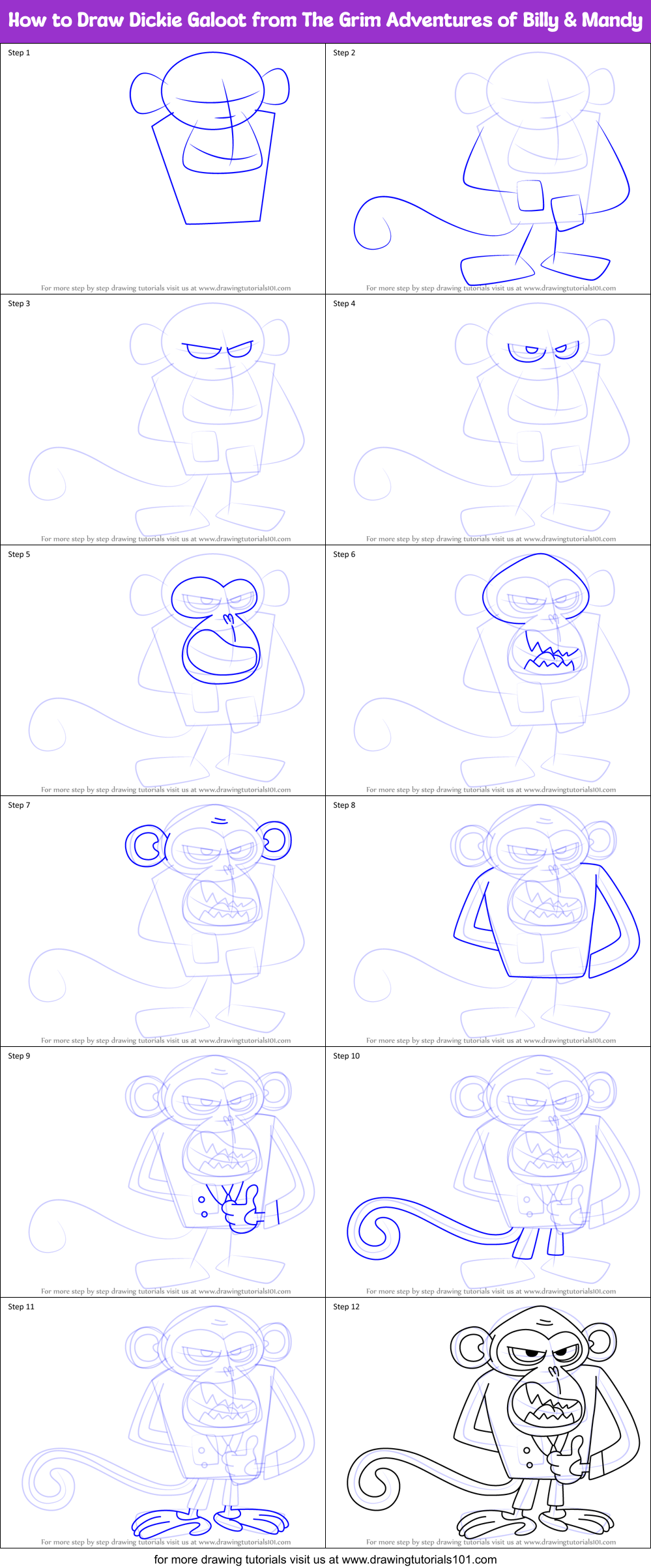 How to Draw Dickie Galoot from The Grim Adventures of Billy & Mandy Printable Step by Step