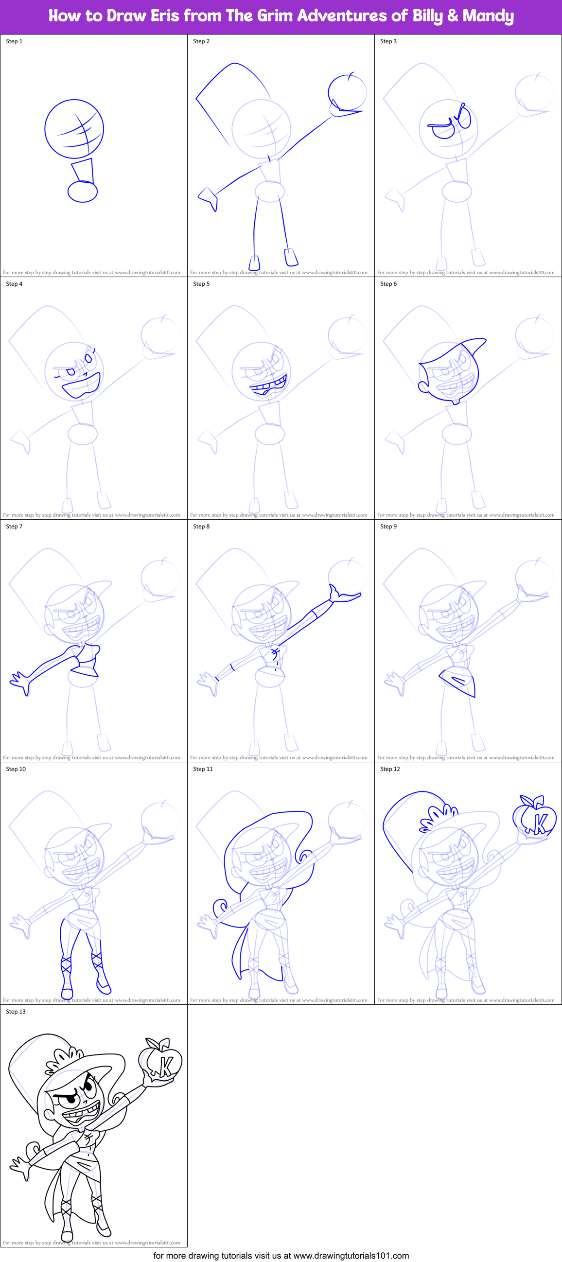 How to Draw Eris from The Grim Adventures of Billy & Mandy Printable Step by Step