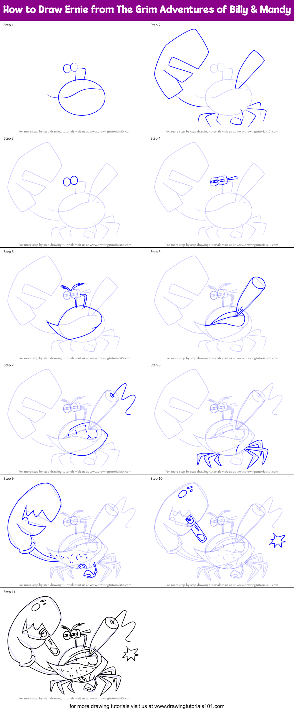 How to Draw Ernie from The Grim Adventures of Billy & Mandy Printable Step by Step