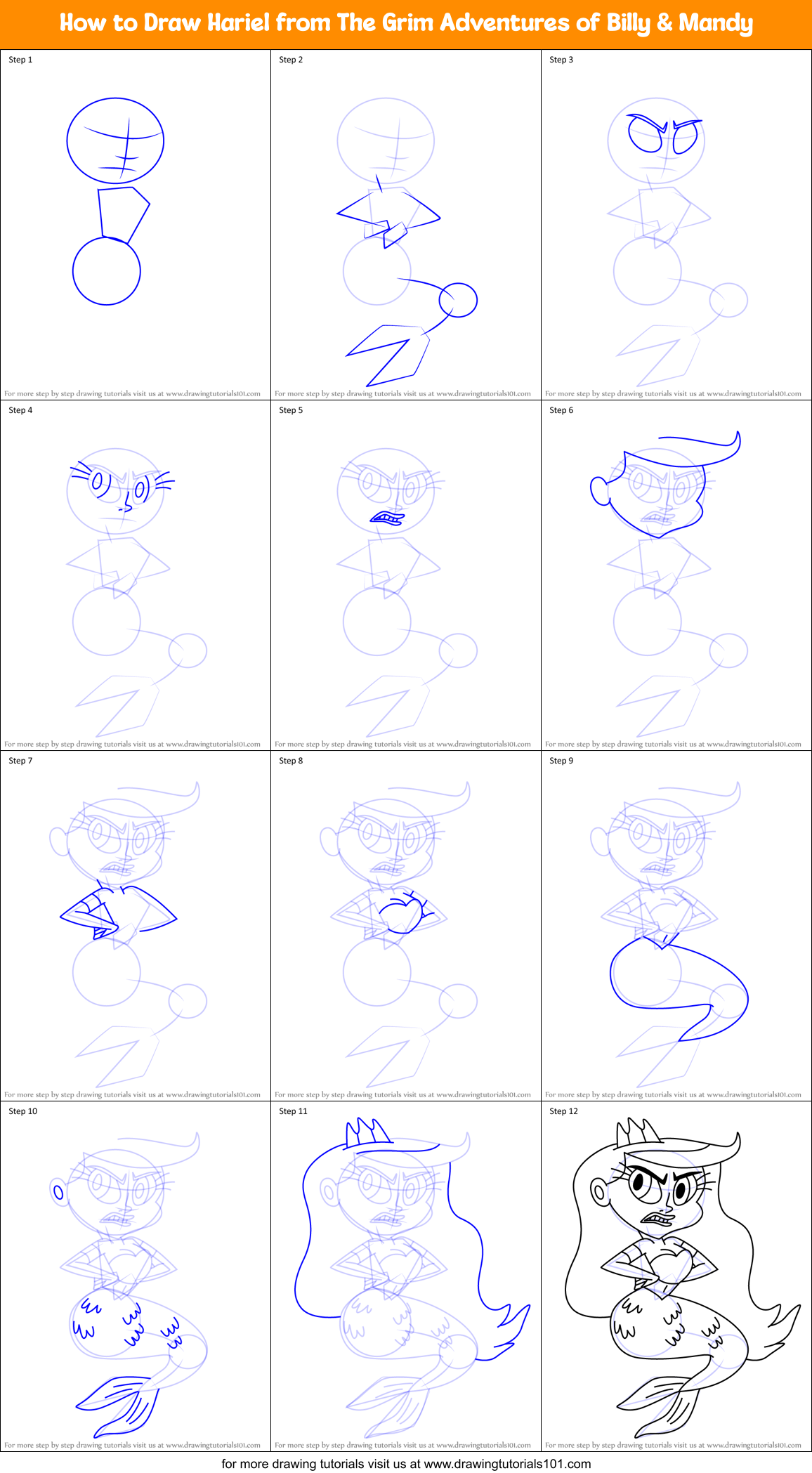 How to Draw Hariel from The Grim Adventures of Billy & Mandy Printable Step by Step
