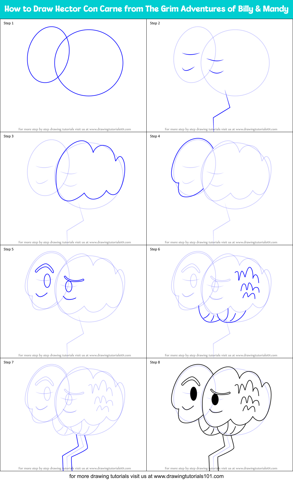 How to Draw Hector Con Carne from The Grim Adventures of Billy & Mandy Printable Step by Step