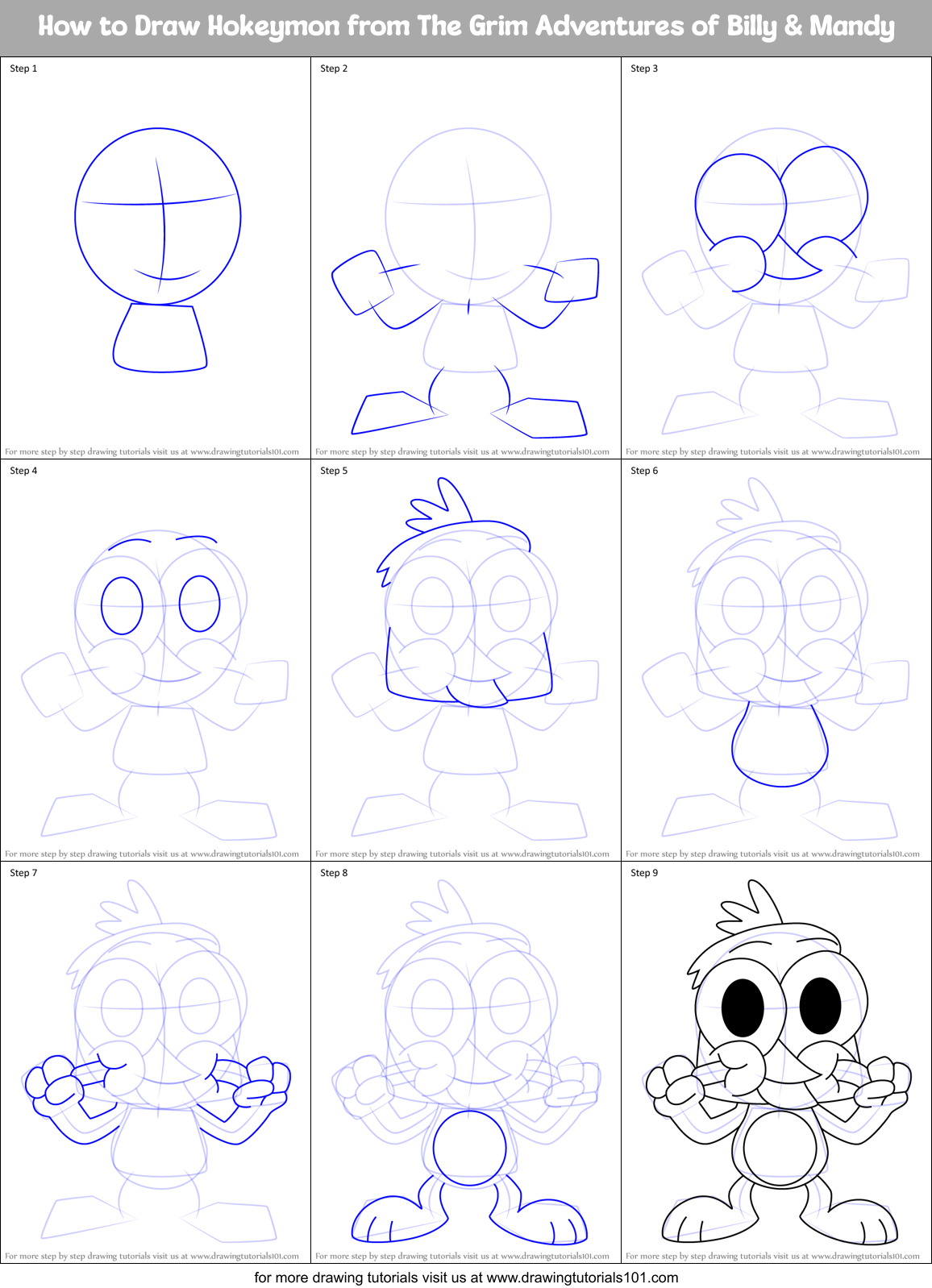 How to Draw Hokeymon from The Grim Adventures of Billy & Mandy Printable Step by Step