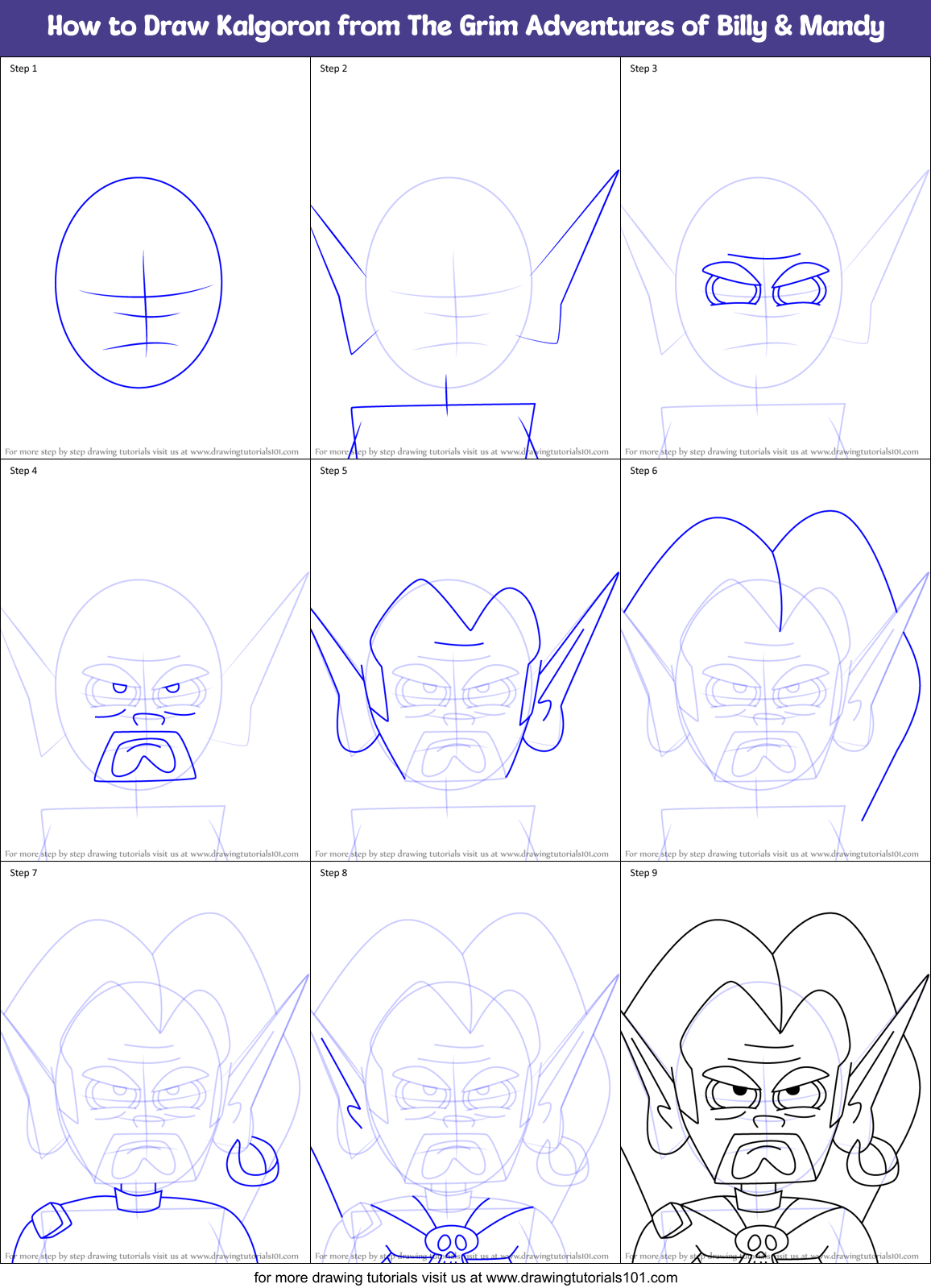 How to Draw Kalgoron from The Grim Adventures of Billy & Mandy Printable Step by Step
