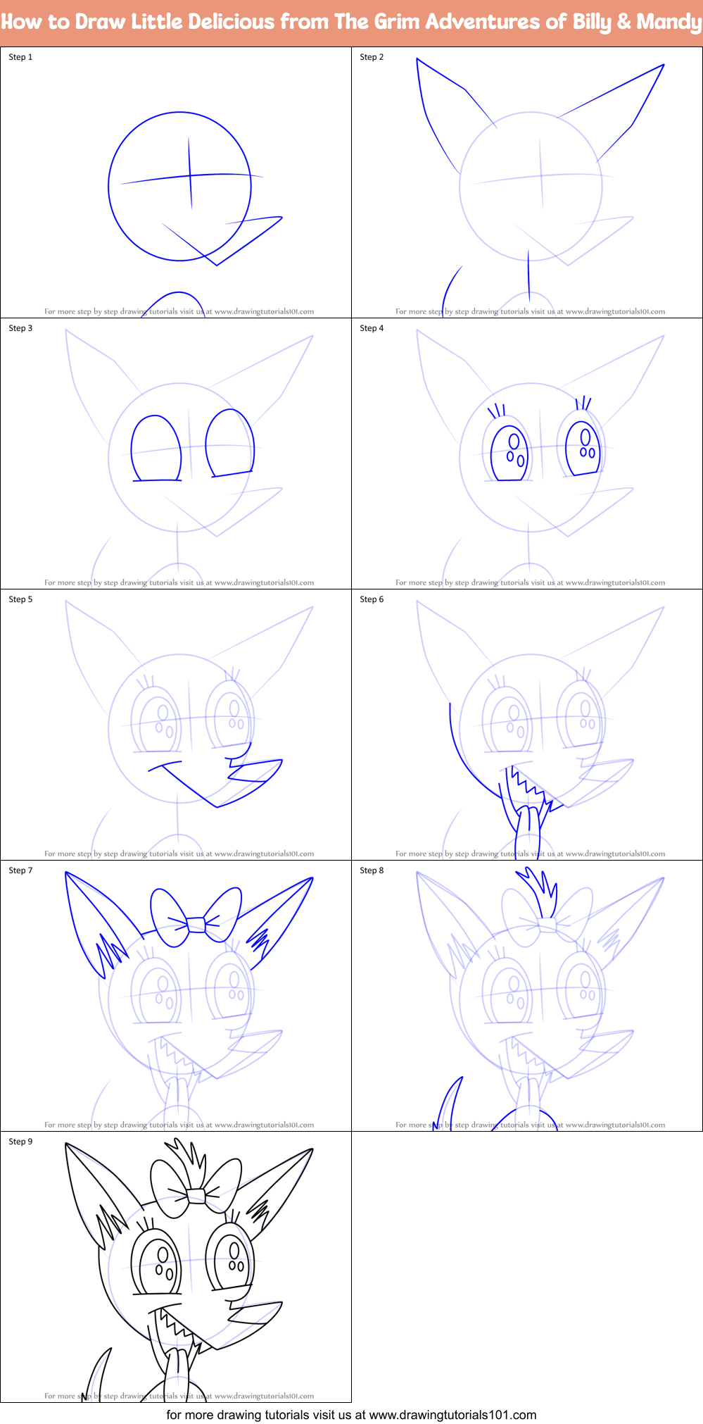 How to Draw Little Delicious from The Grim Adventures of Billy & Mandy Printable Step by Step