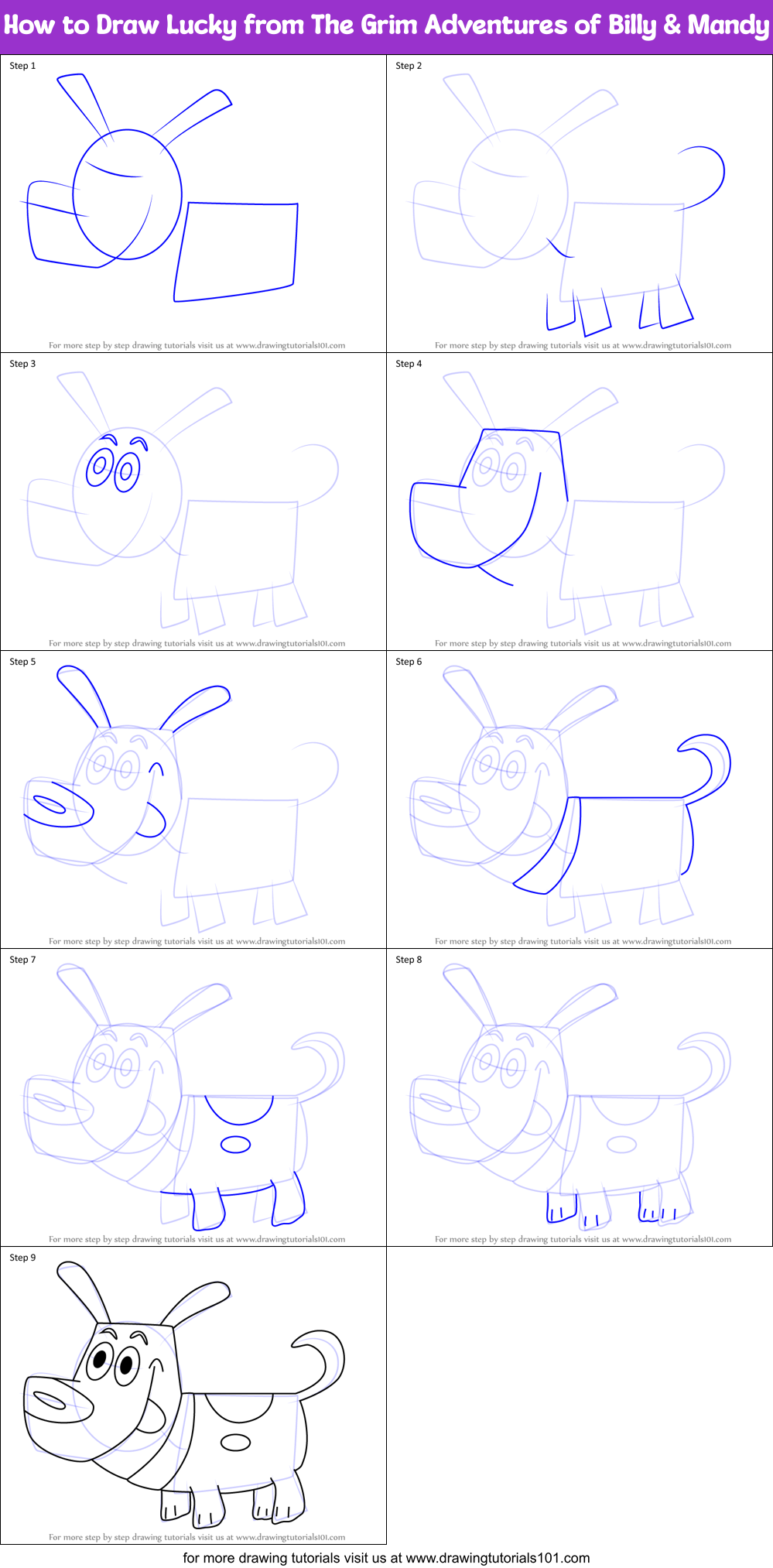 How to Draw Lucky from The Grim Adventures of Billy & Mandy Printable Step by Step