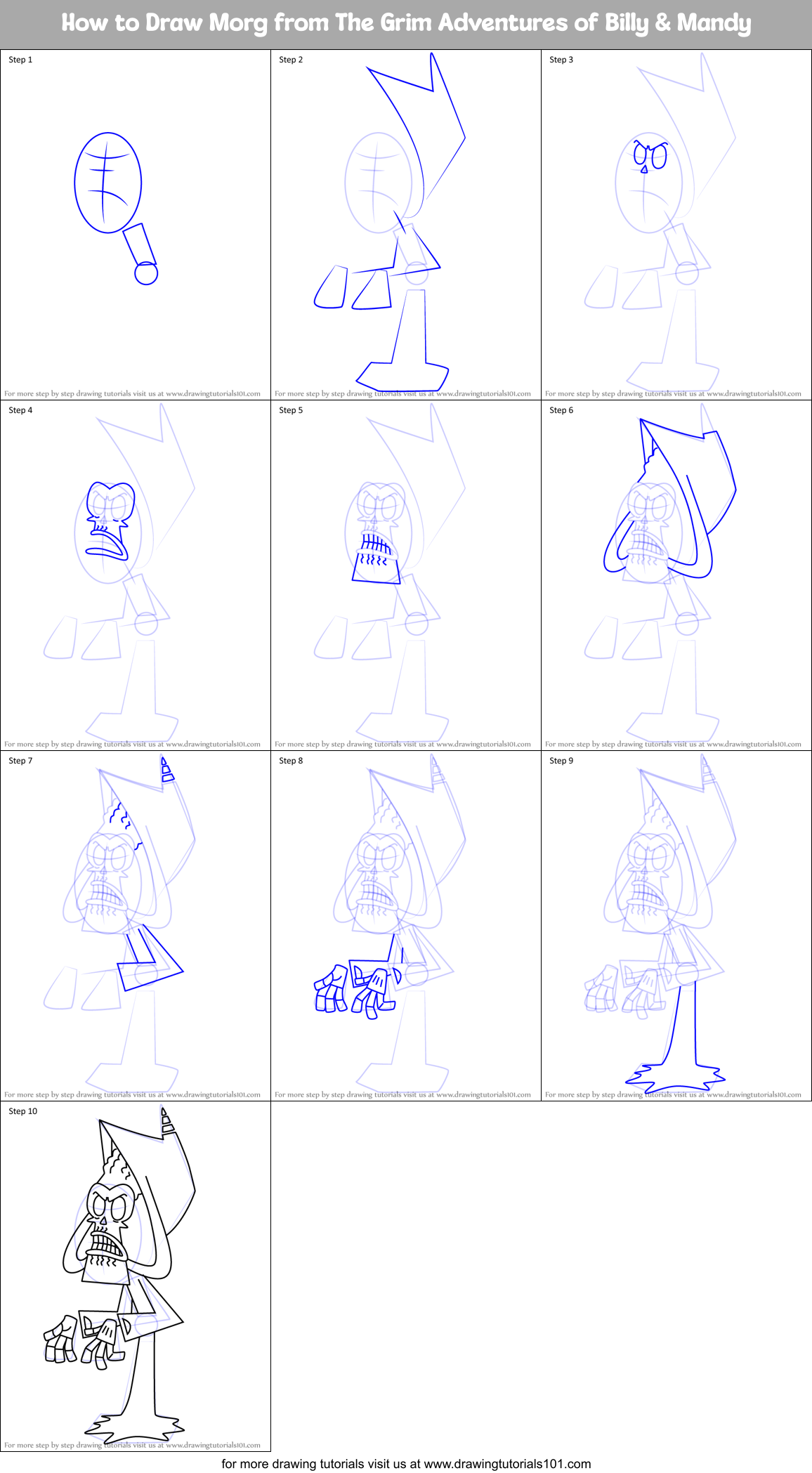 How to Draw Morg from The Grim Adventures of Billy & Mandy Printable Step by Step