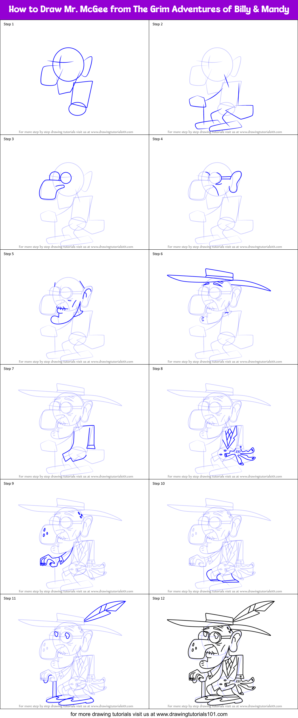 How to Draw Mr. McGee from The Grim Adventures of Billy & Mandy Printable Step by Step
