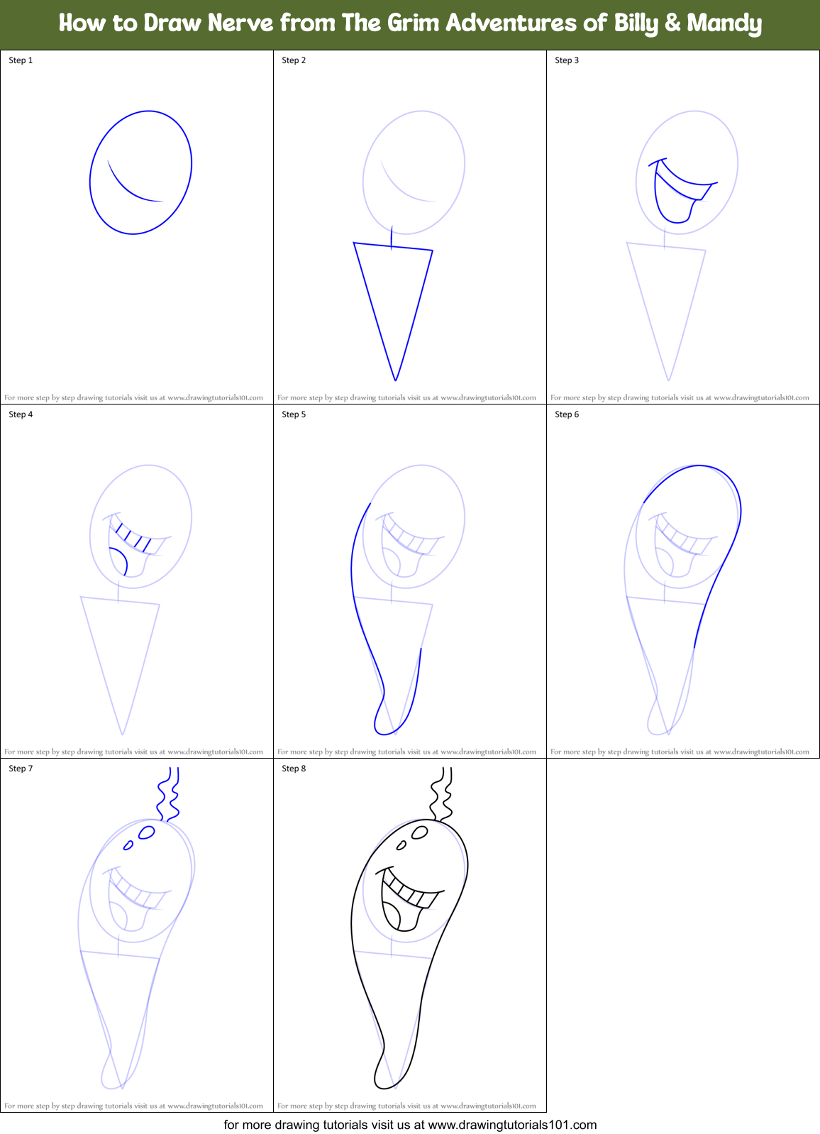 How to Draw Nerve from The Grim Adventures of Billy & Mandy Printable Step by Step