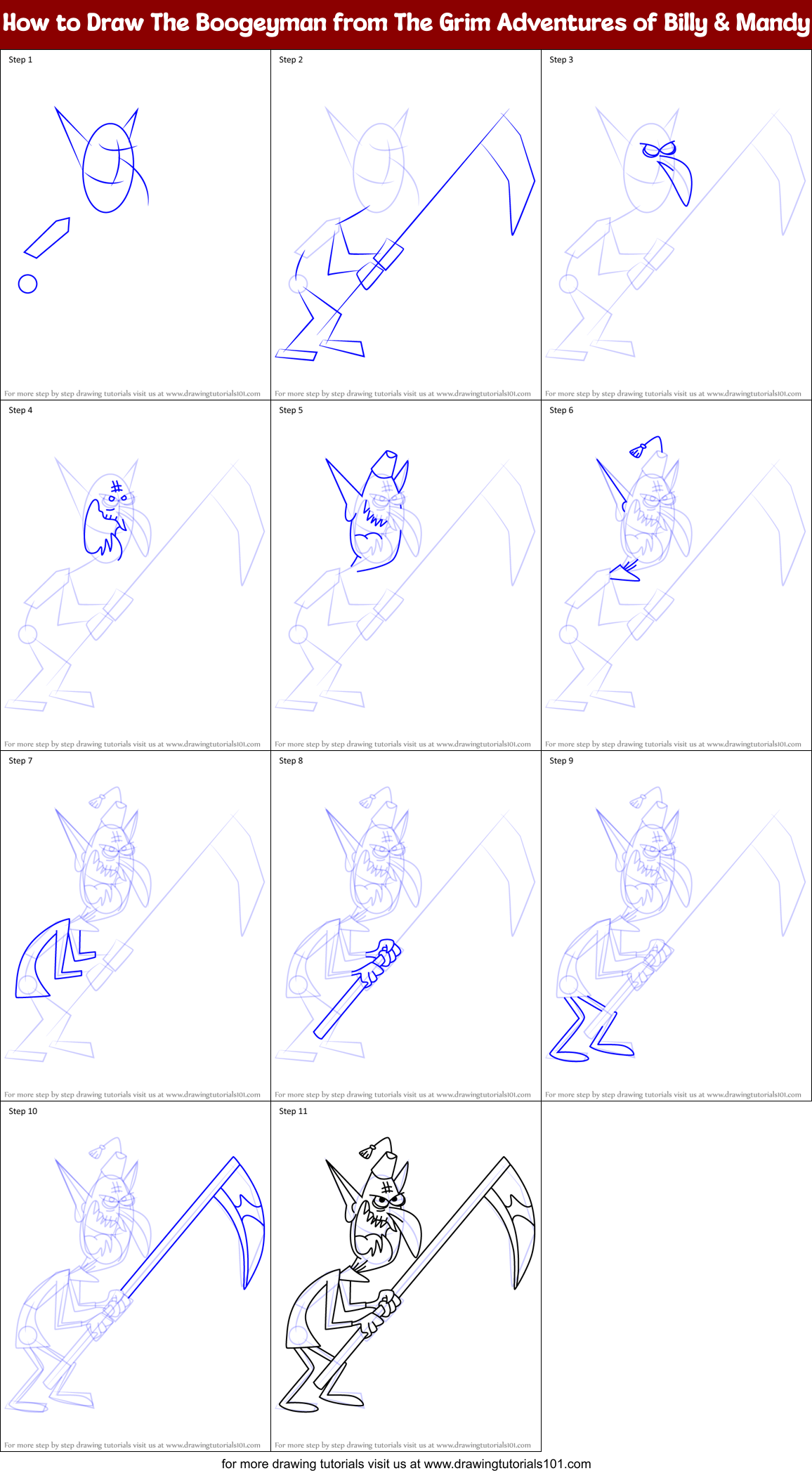 How to Draw The Boogeyman from The Grim Adventures of Billy & Mandy Printable Step by Step