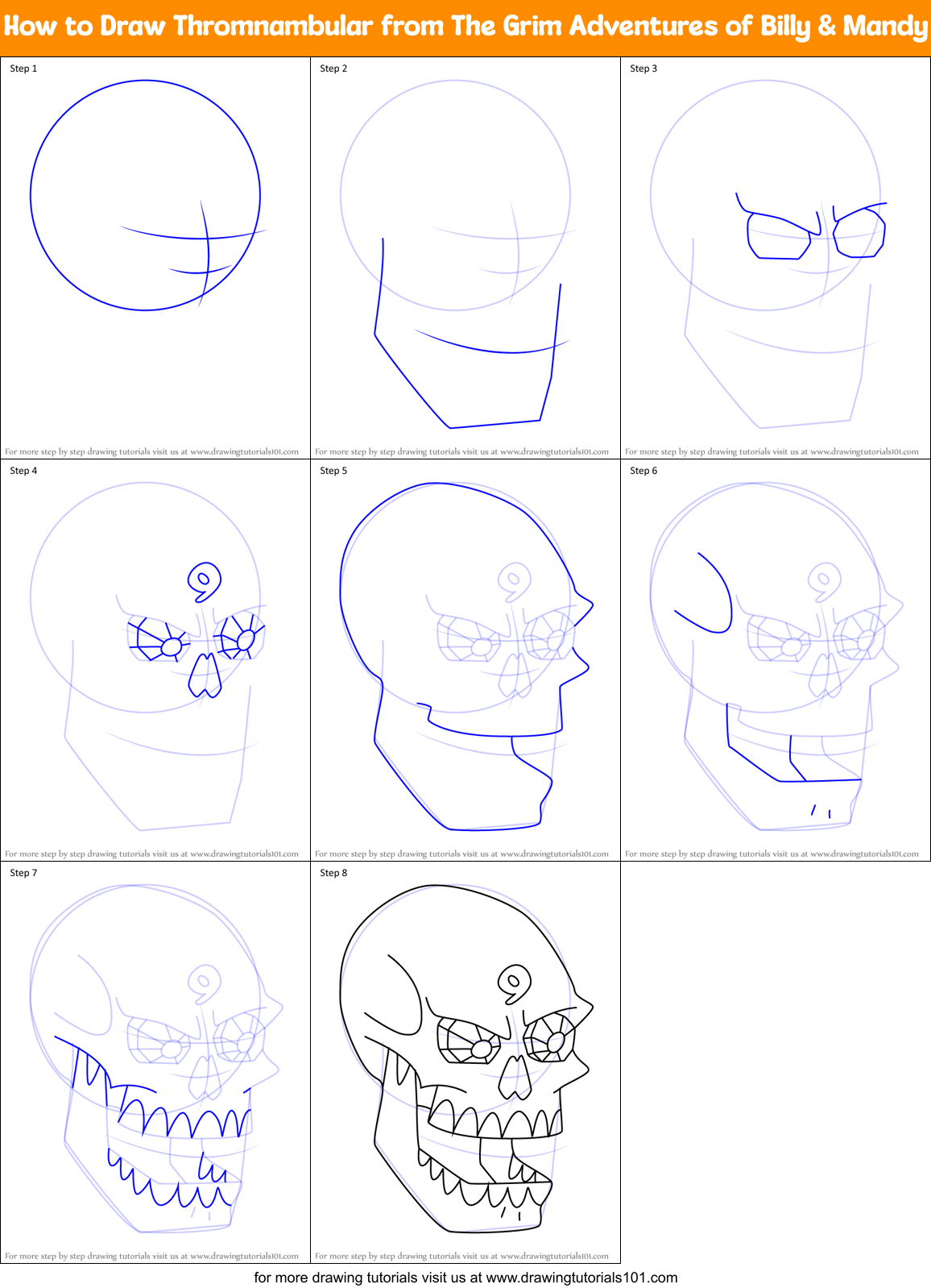 How to Draw Thromnambular from The Grim Adventures of Billy & Mandy Printable Step by Step