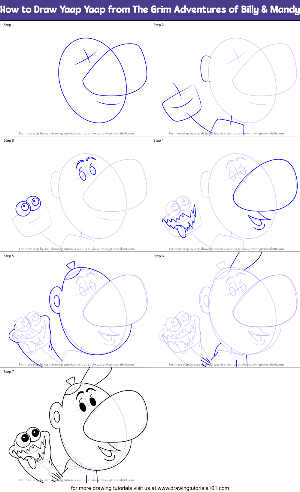 How to Draw Yaap Yaap from The Grim Adventures of Billy & Mandy Printable Step by Step