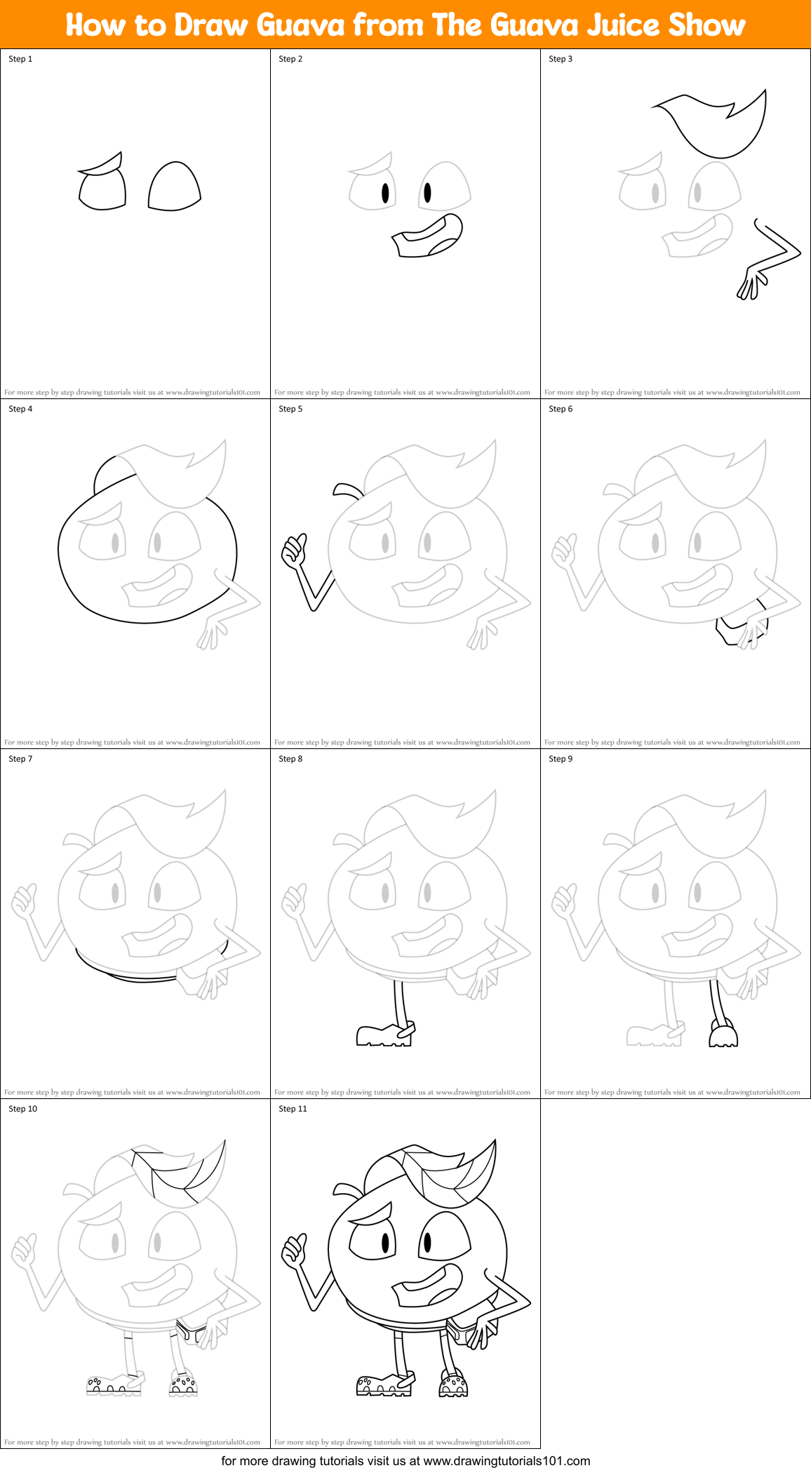 How to Draw Guava from The Guava Juice Show Printable Step by Step