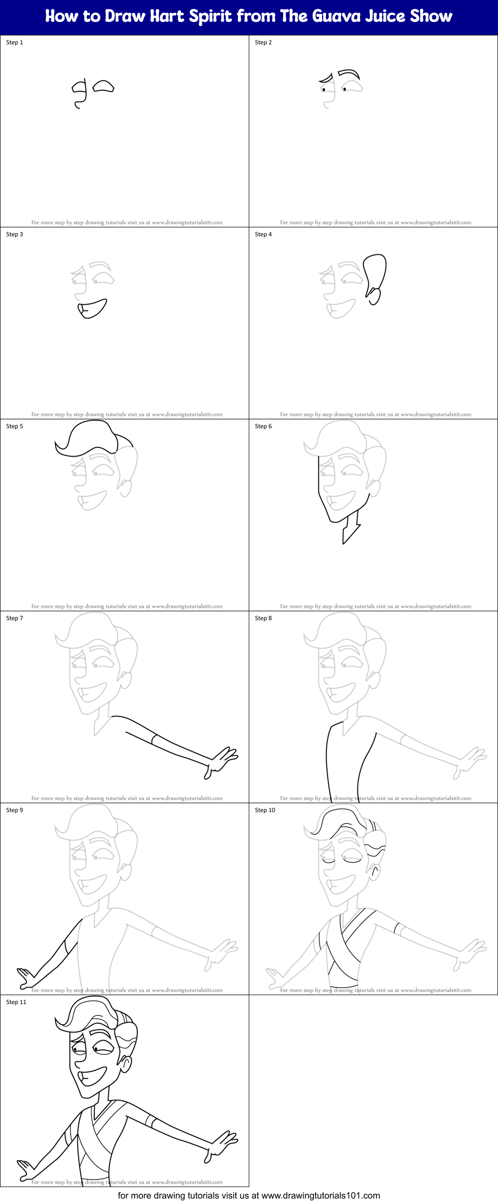 How to Draw Hart Spirit from The Guava Juice Show Printable Step by Step