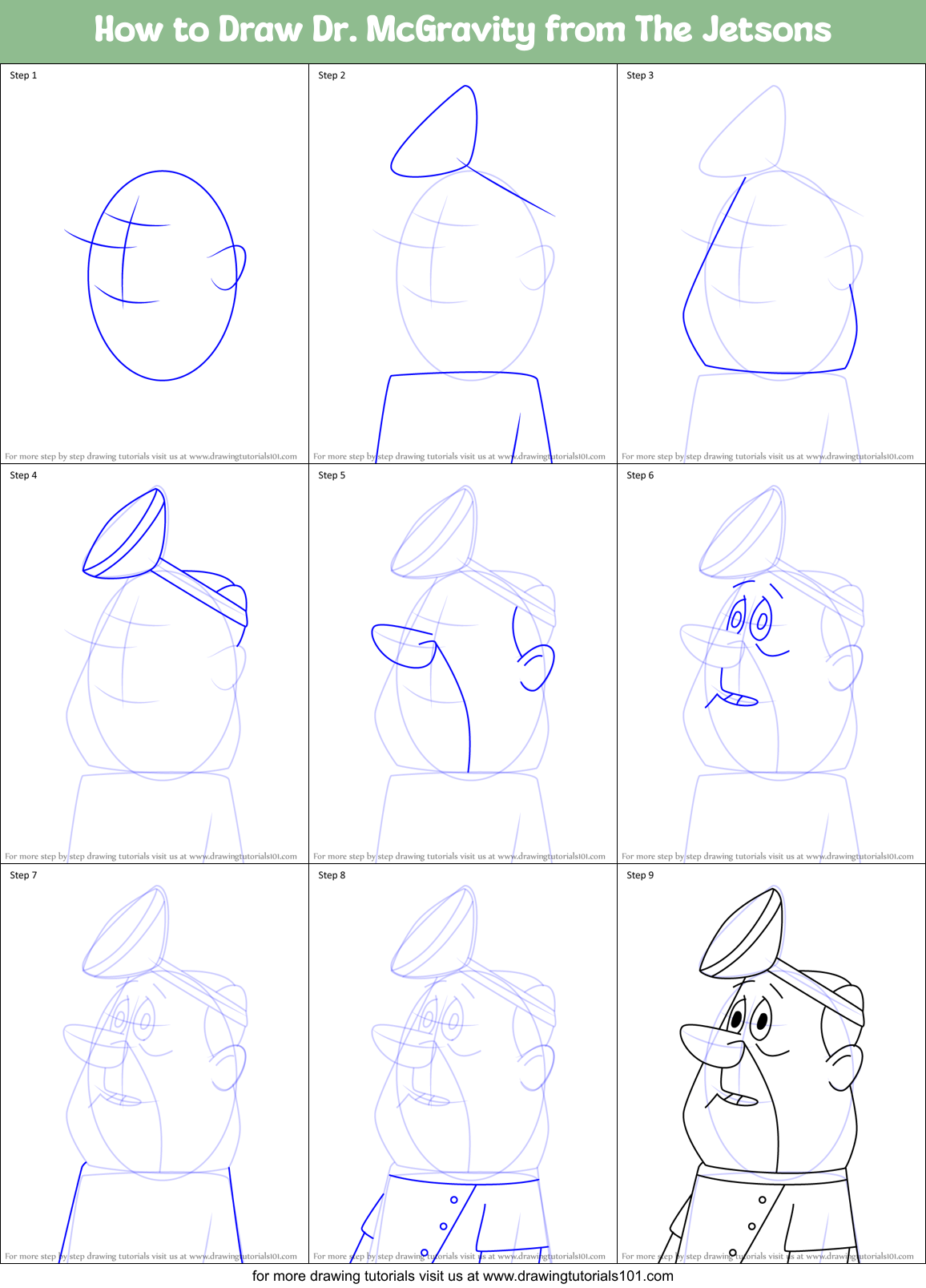 How to Draw Dr. McGravity from The Jetsons Printable Step by Step