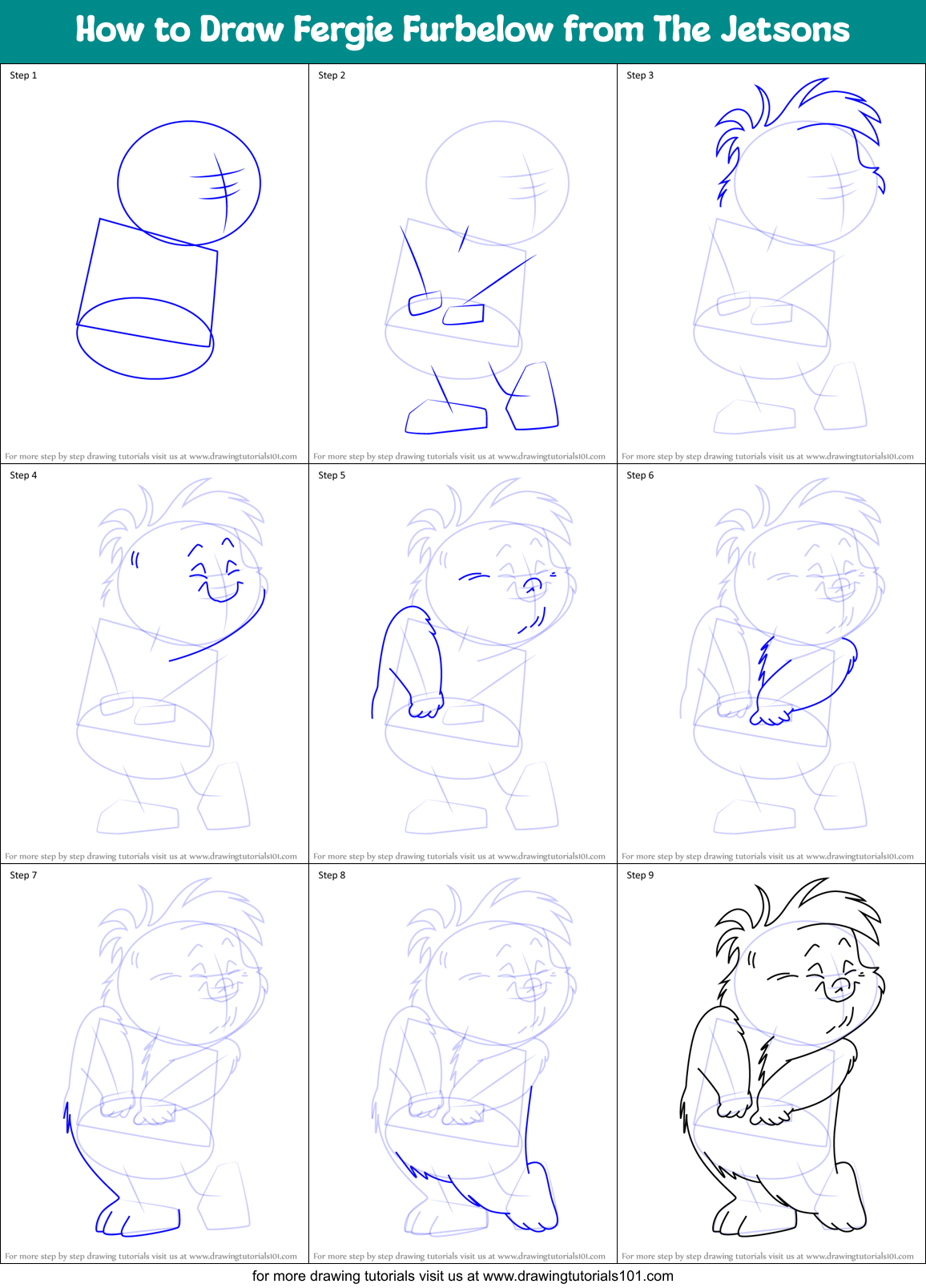 How to Draw Fergie Furbelow from The Jetsons Printable Step by Step