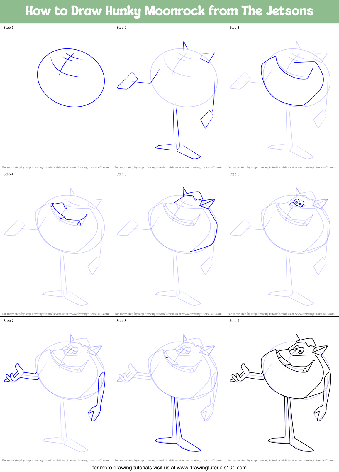 How to Draw Hunky Moonrock from The Jetsons Printable Step by Step