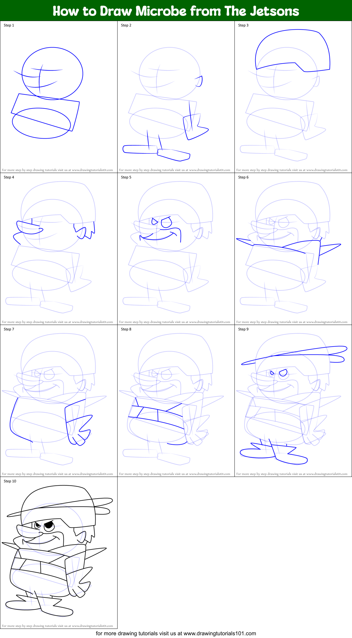 How to Draw Microbe from The Jetsons Printable Step by Step