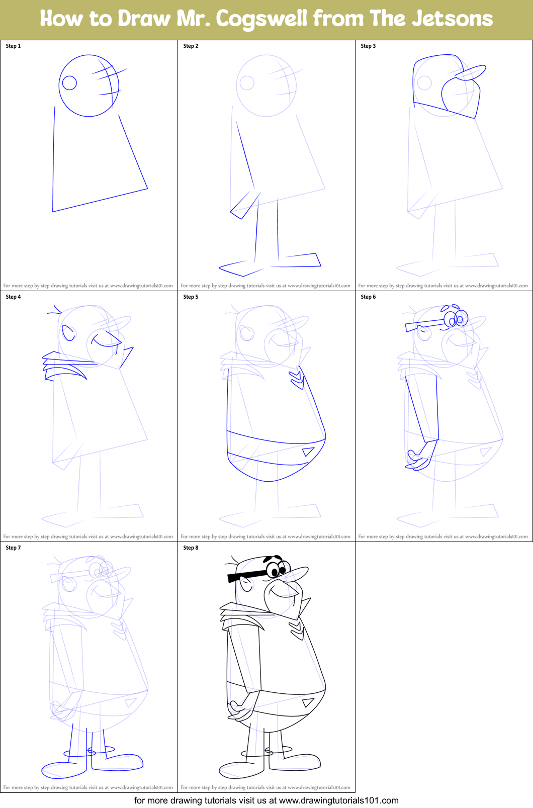 How to Draw Mr. Cogswell from The Jetsons Printable Step by Step