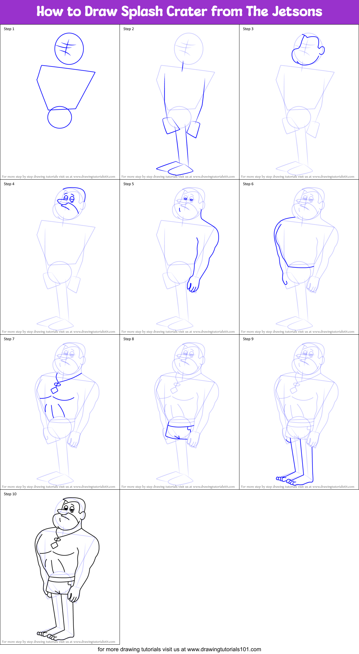 How to Draw Splash Crater from The Jetsons Printable Step by Step