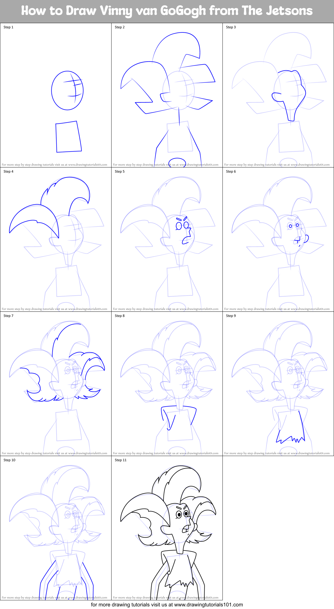How to Draw Vinny van GoGogh from The Jetsons Printable Step by Step