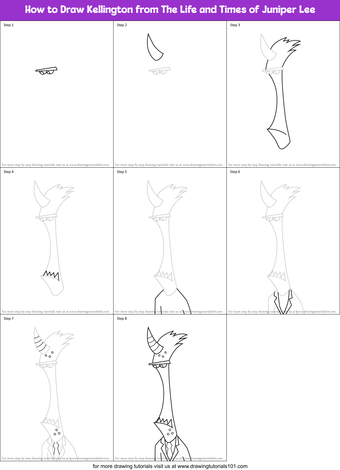 How to Draw Kellington from The Life and Times of Juniper Lee Printable Step by Step