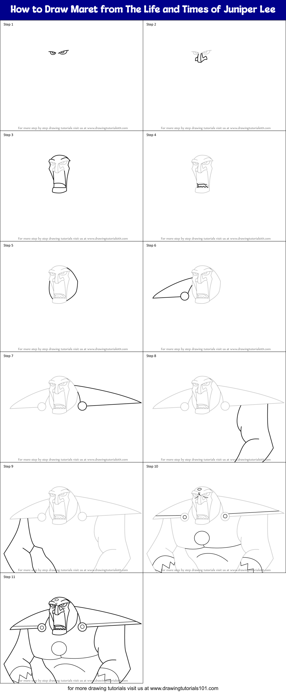 How to Draw Maret from The Life and Times of Juniper Lee Printable Step by Step