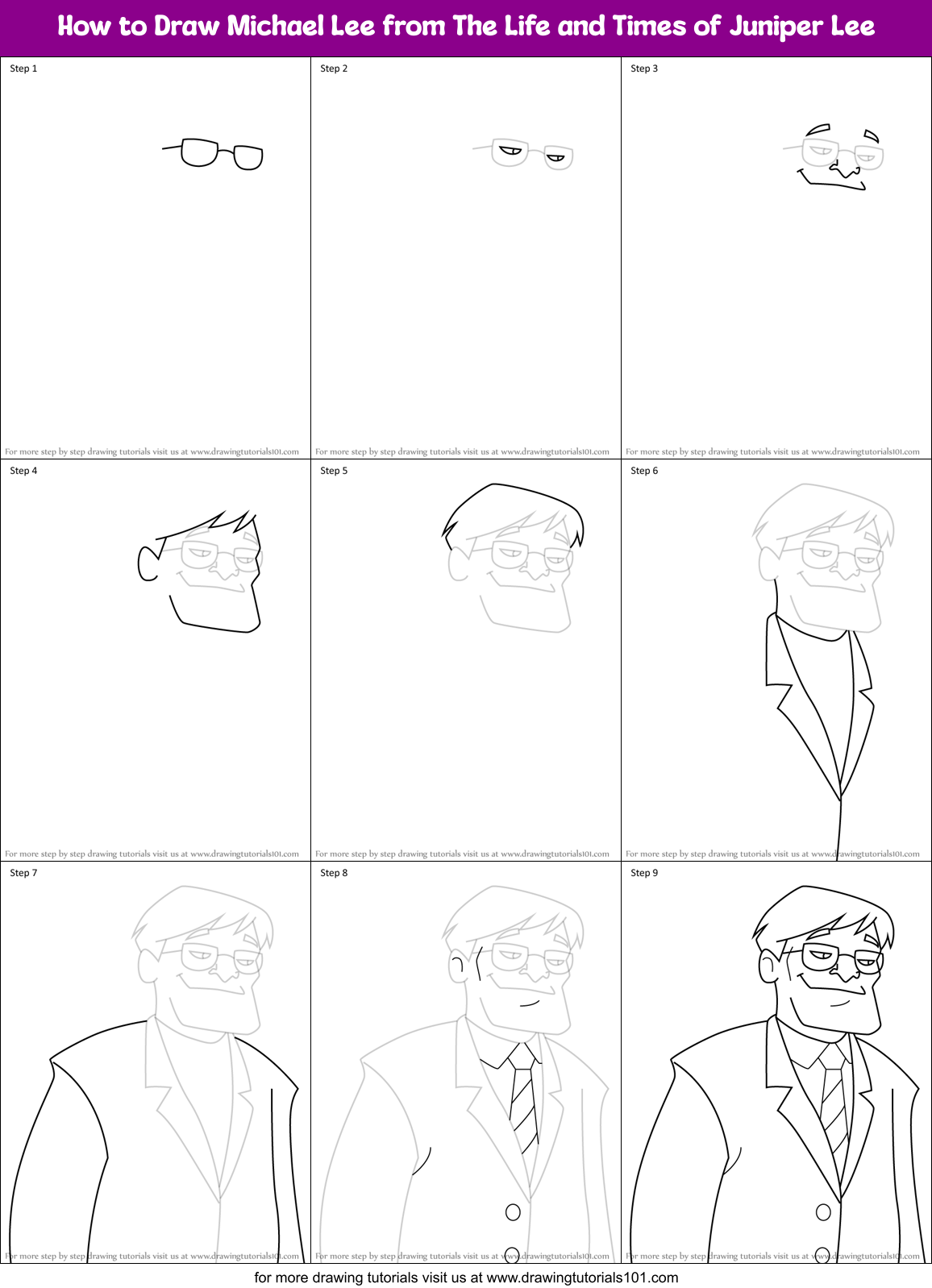 How to Draw Michael Lee from The Life and Times of Juniper Lee Printable Step by Step