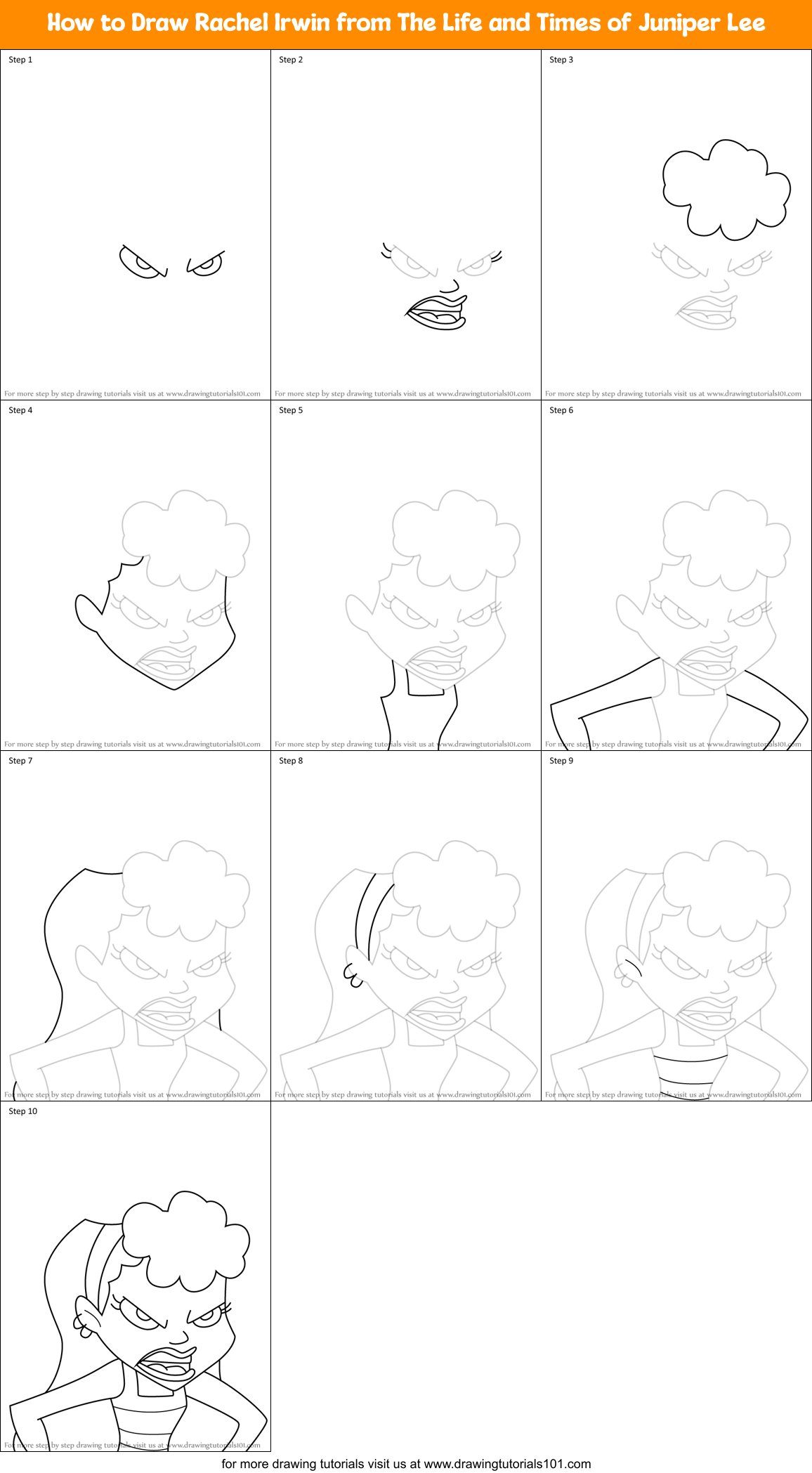 How to Draw Rachel Irwin from The Life and Times of Juniper Lee Printable Step by Step